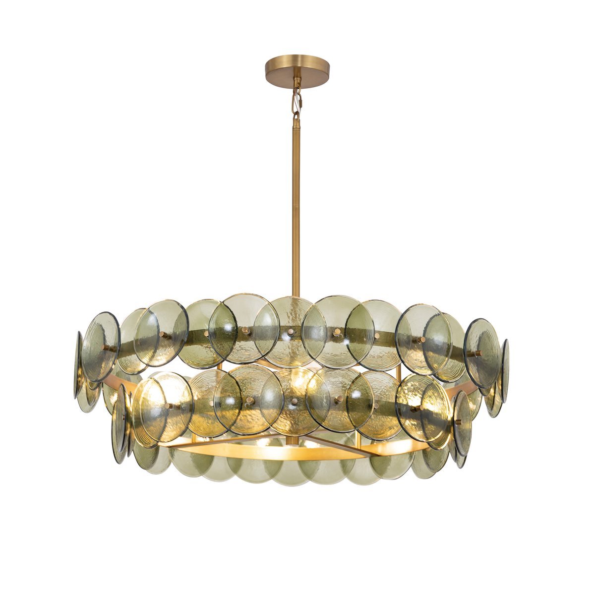 Aurora Chandelier Amber Pressed Glass Disc Round - Letslighting