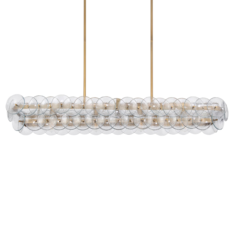 Aurora Chandelier Linear Amber Pressed Glass Disc Modern - Letslighting