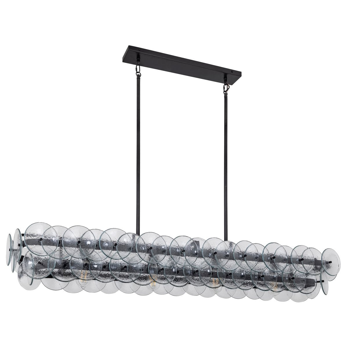 Aurora Chandelier Linear Amber Pressed Glass Disc Modern - Letslighting