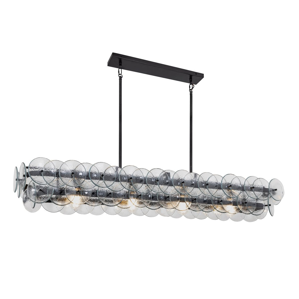 Aurora Chandelier Linear Amber Pressed Glass Disc Modern - Letslighting