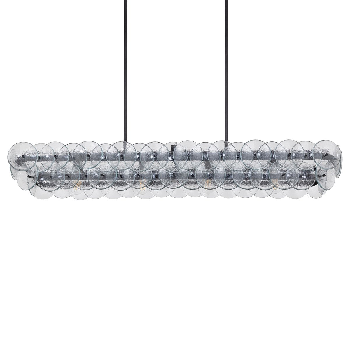Aurora Chandelier Linear Amber Pressed Glass Disc Modern - Letslighting