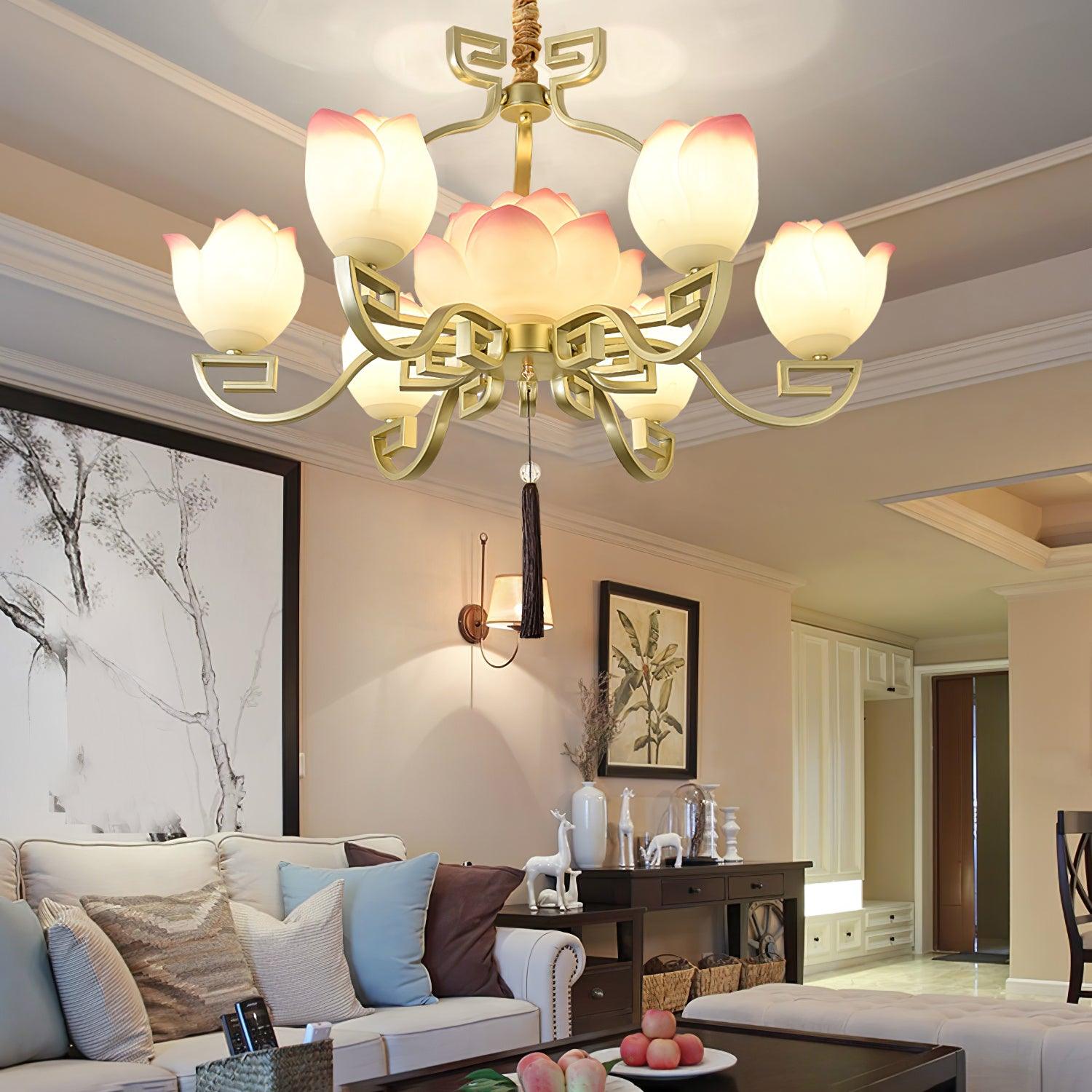Lotus Oriental Resin Chandelier - Letslighting