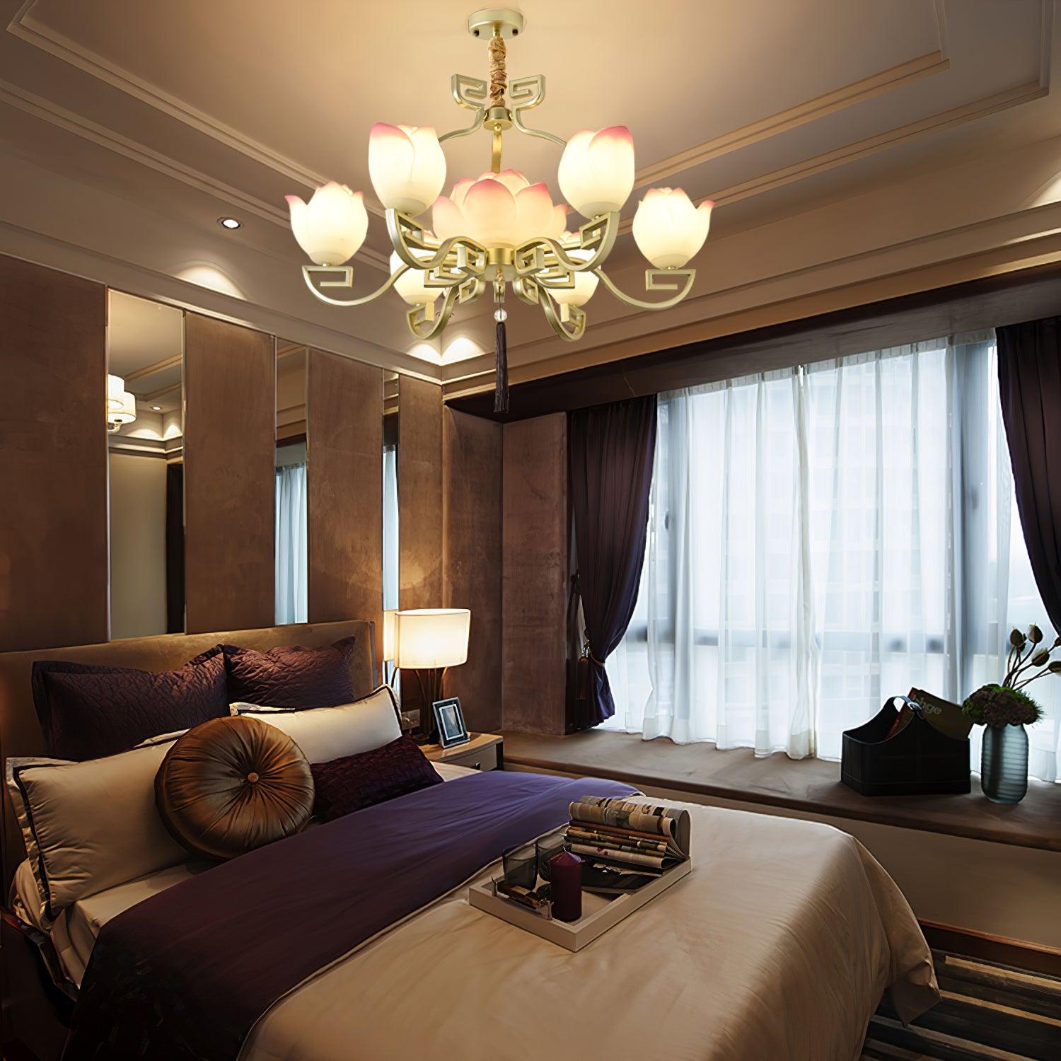 Lotus Oriental Resin Chandelier - Letslighting