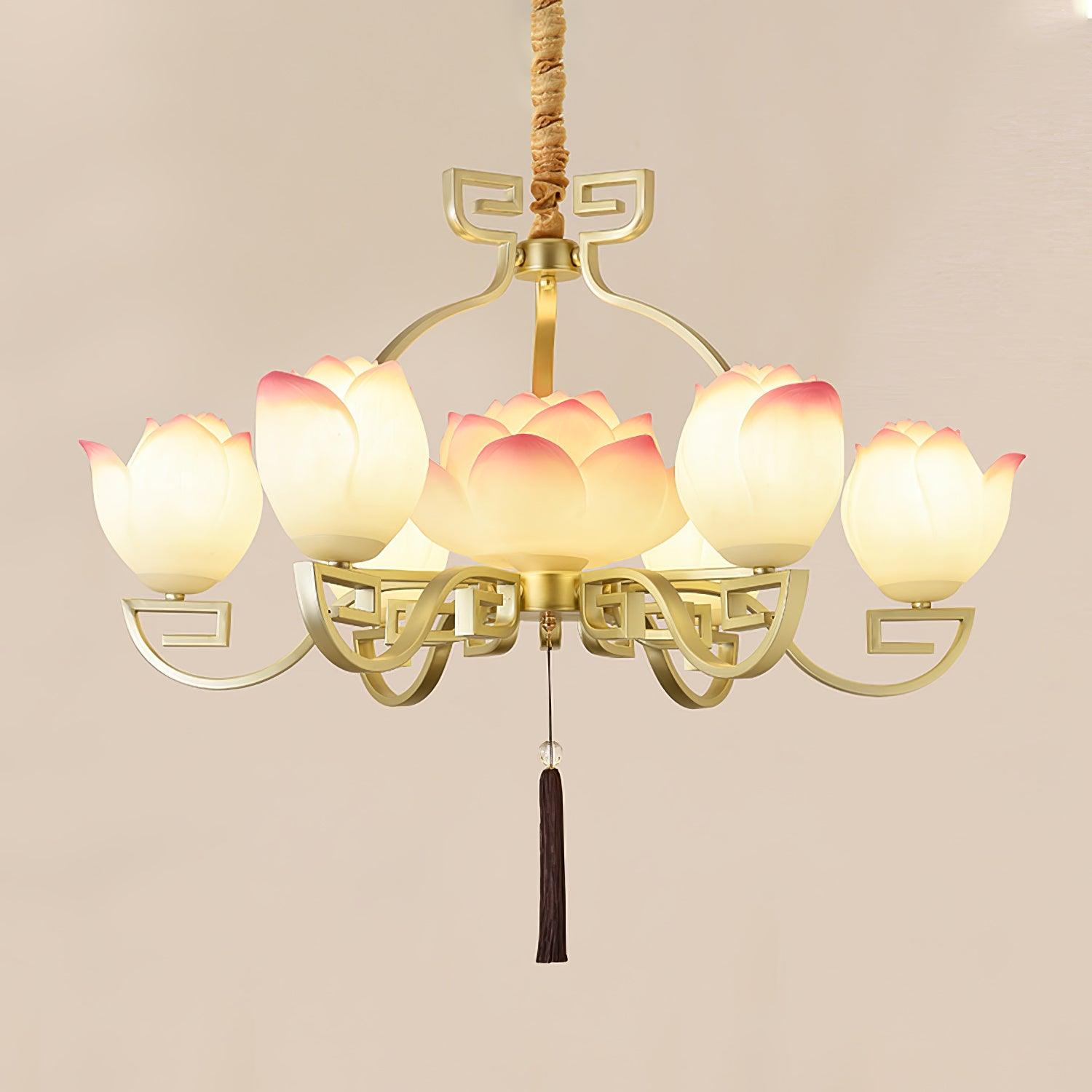 Lotus Oriental Resin Chandelier - Letslighting