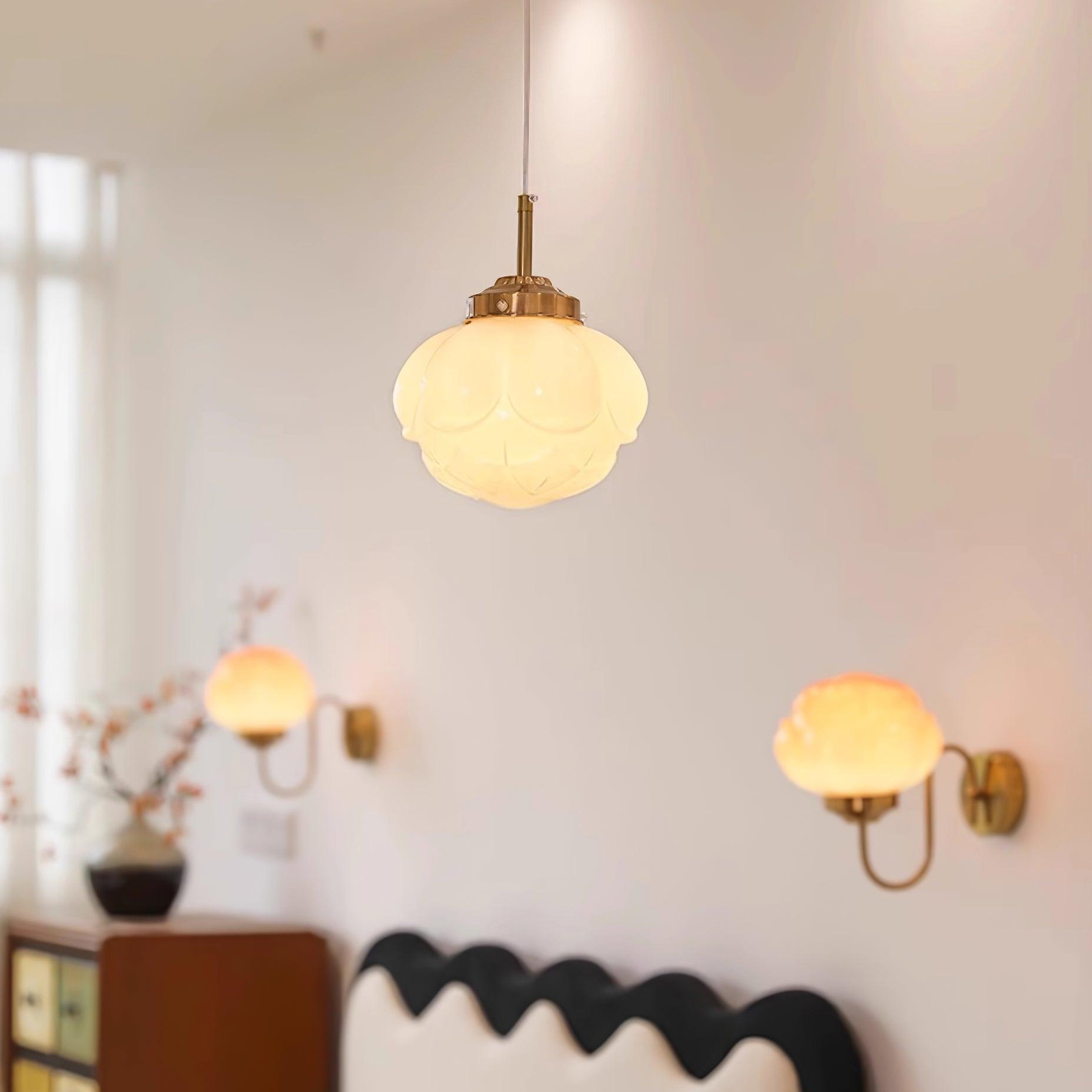 Pendant Lamp Metal and Glass Lotus Flower Shade Artistic Retro - Letslighting