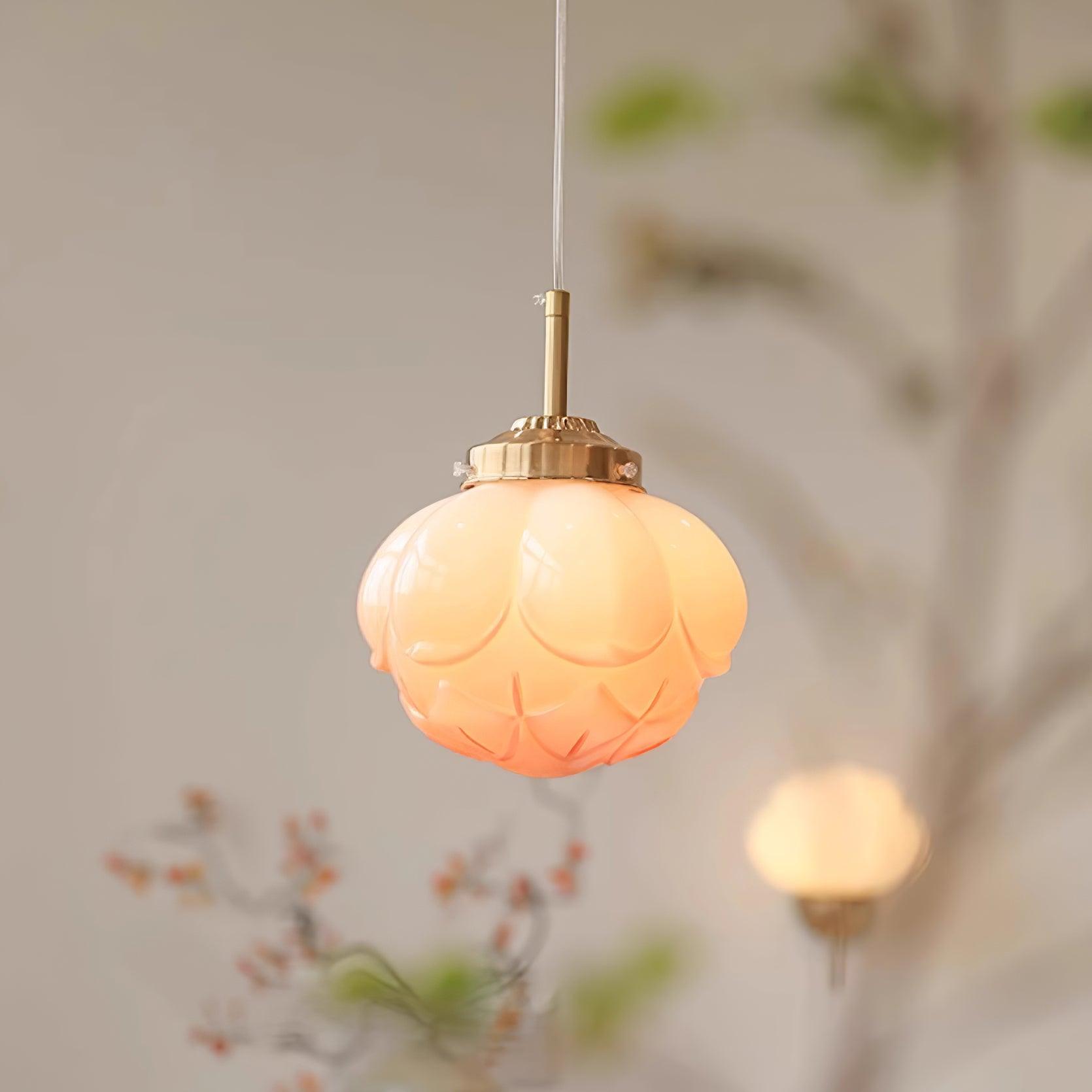 Pendant Lamp Metal and Glass Lotus Flower Shade Artistic Retro - Letslighting