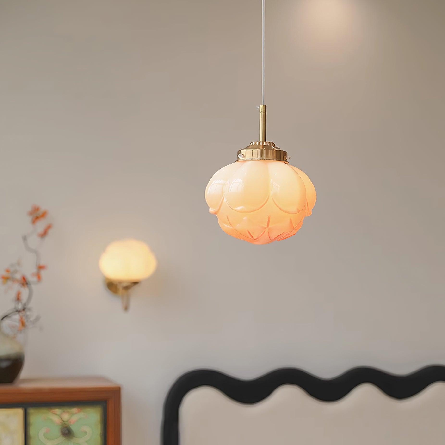 Pendant Lamp Metal and Glass Lotus Flower Shade Artistic Retro - Letslighting