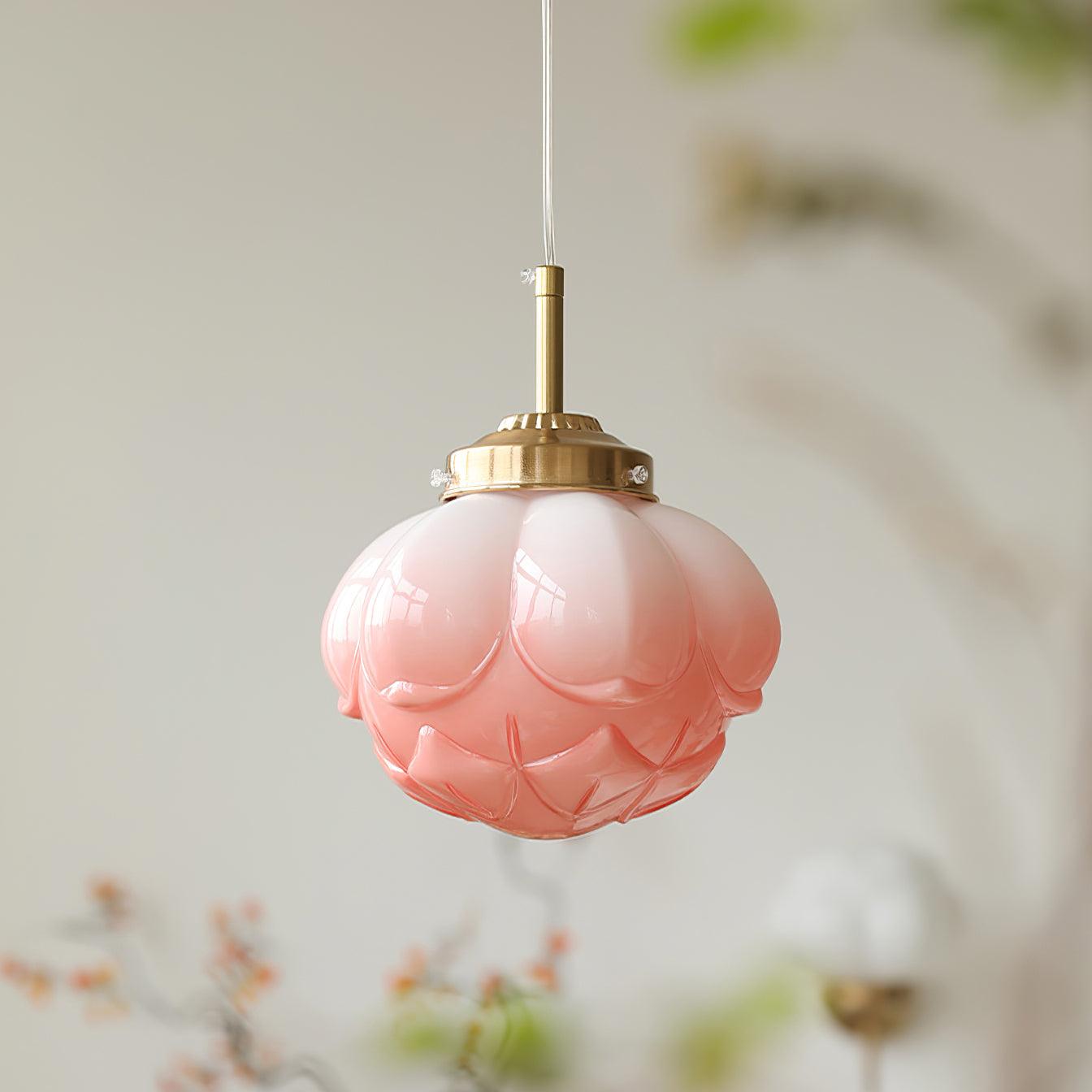 Pendant Lamp Metal and Glass Lotus Flower Shade Artistic Retro - Letslighting