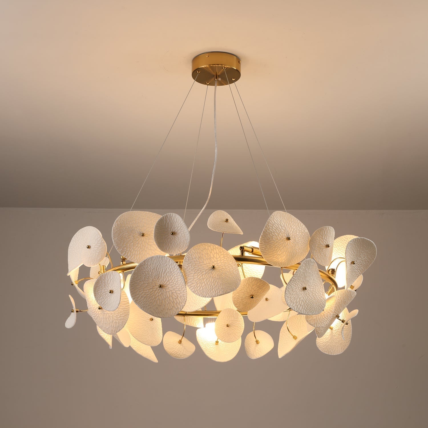 Virinira Modern Elegance Petal Metal Ceramic Chandelier - Letslighting
