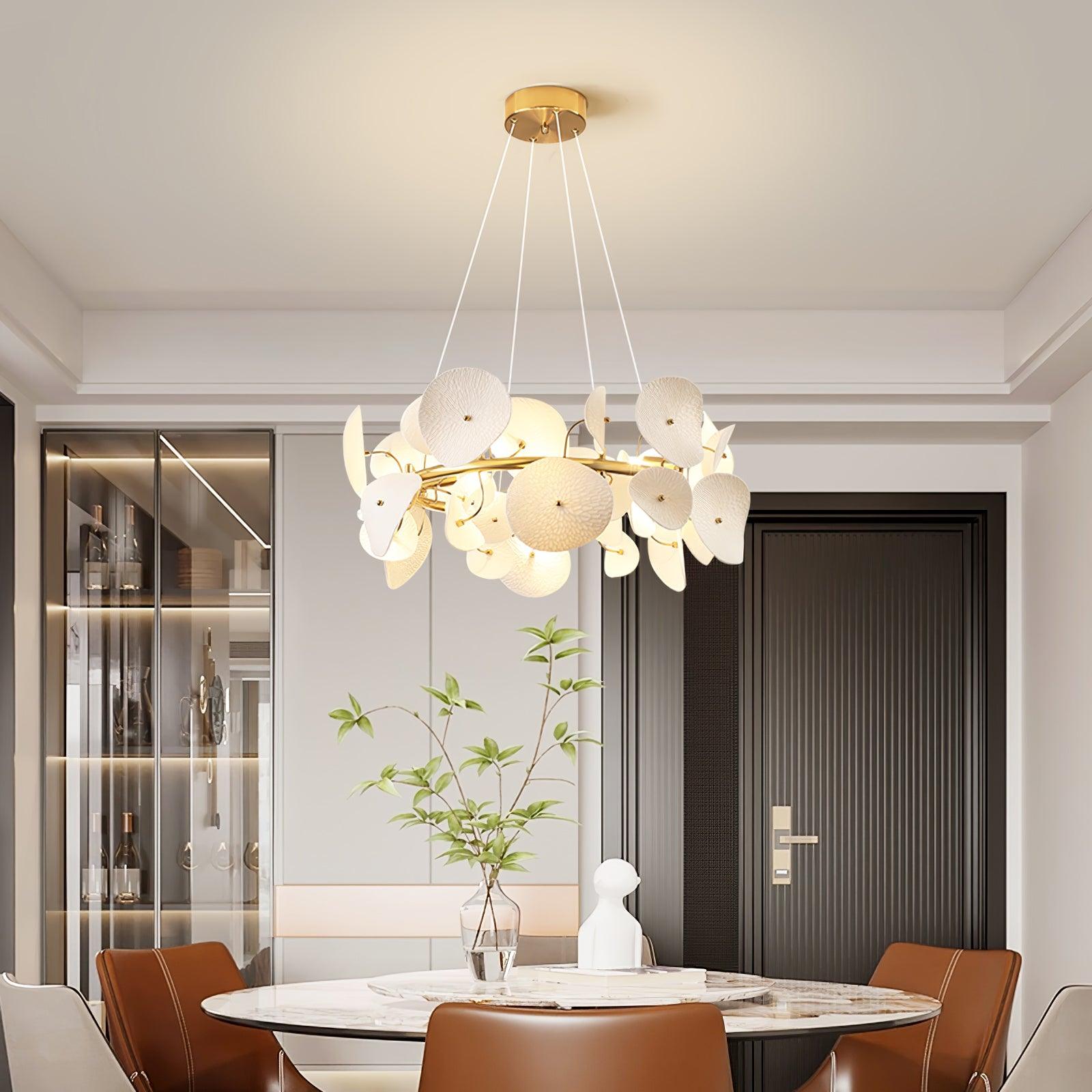 Virinira Modern Elegance Petal Metal Ceramic Chandelier - Letslighting