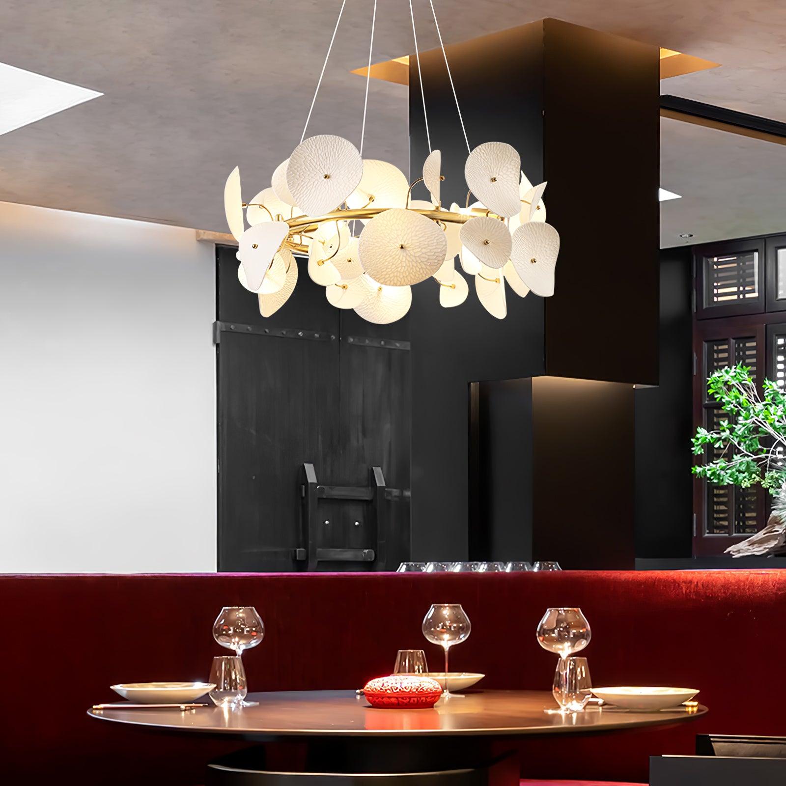 Virinira Modern Elegance Petal Metal Ceramic Chandelier - Letslighting