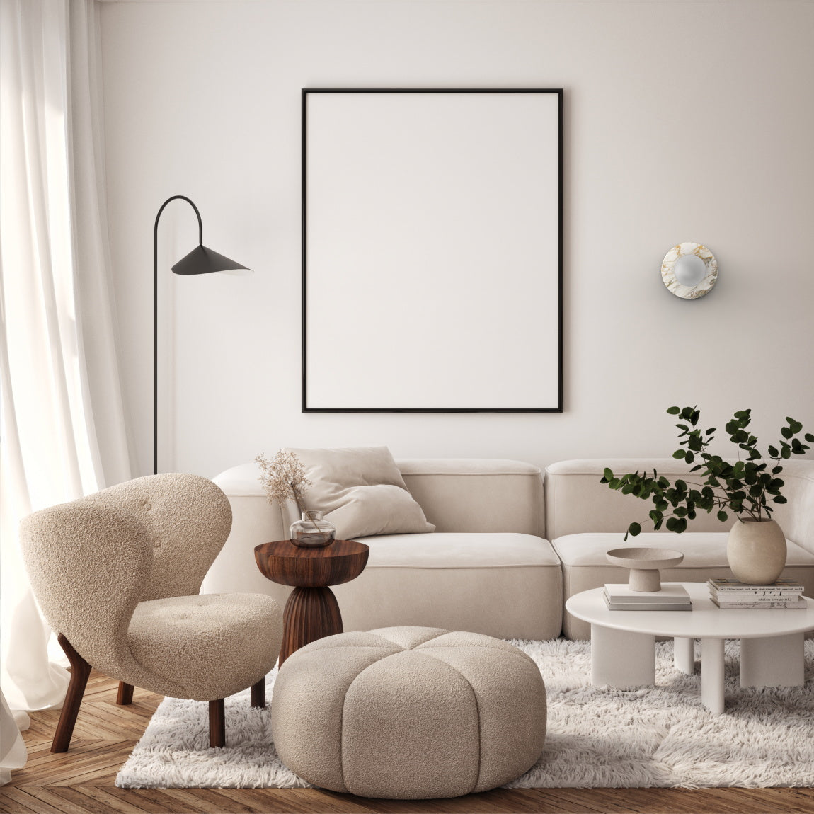 Arthaen Modern Minimalist Marble Travertine Flushmount Sconce Wall Lamp - Lamp Copper