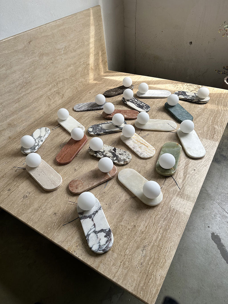 Lucie Premium Nordic Oval Marble Glass Wall Lamp - Lamp Copper