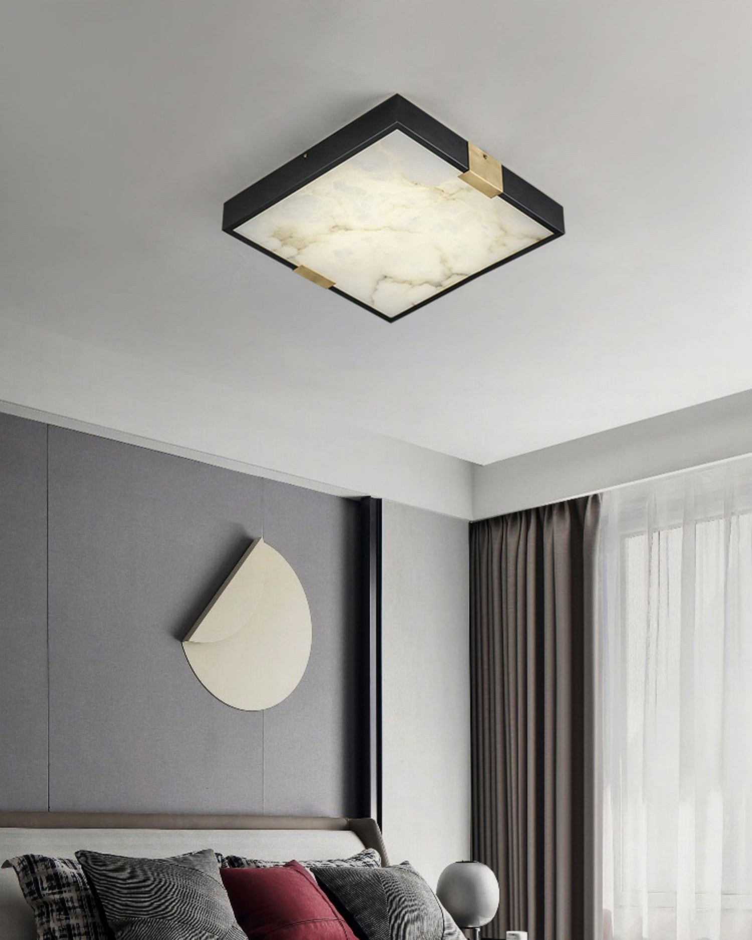 Uphaara Modern Minimalist Alabaster Ceiling Light - Lamp Copper