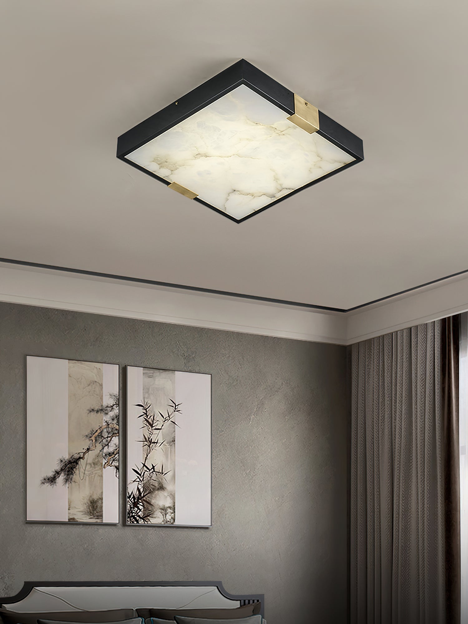 Uphaara Modern Minimalist Alabaster Ceiling Light - Lamp Copper