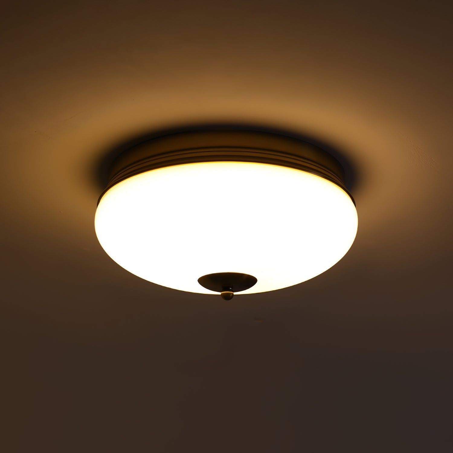 Vatalisra Modern Minimalist Round Metal Glass Ceiling Light - Lamp Copper