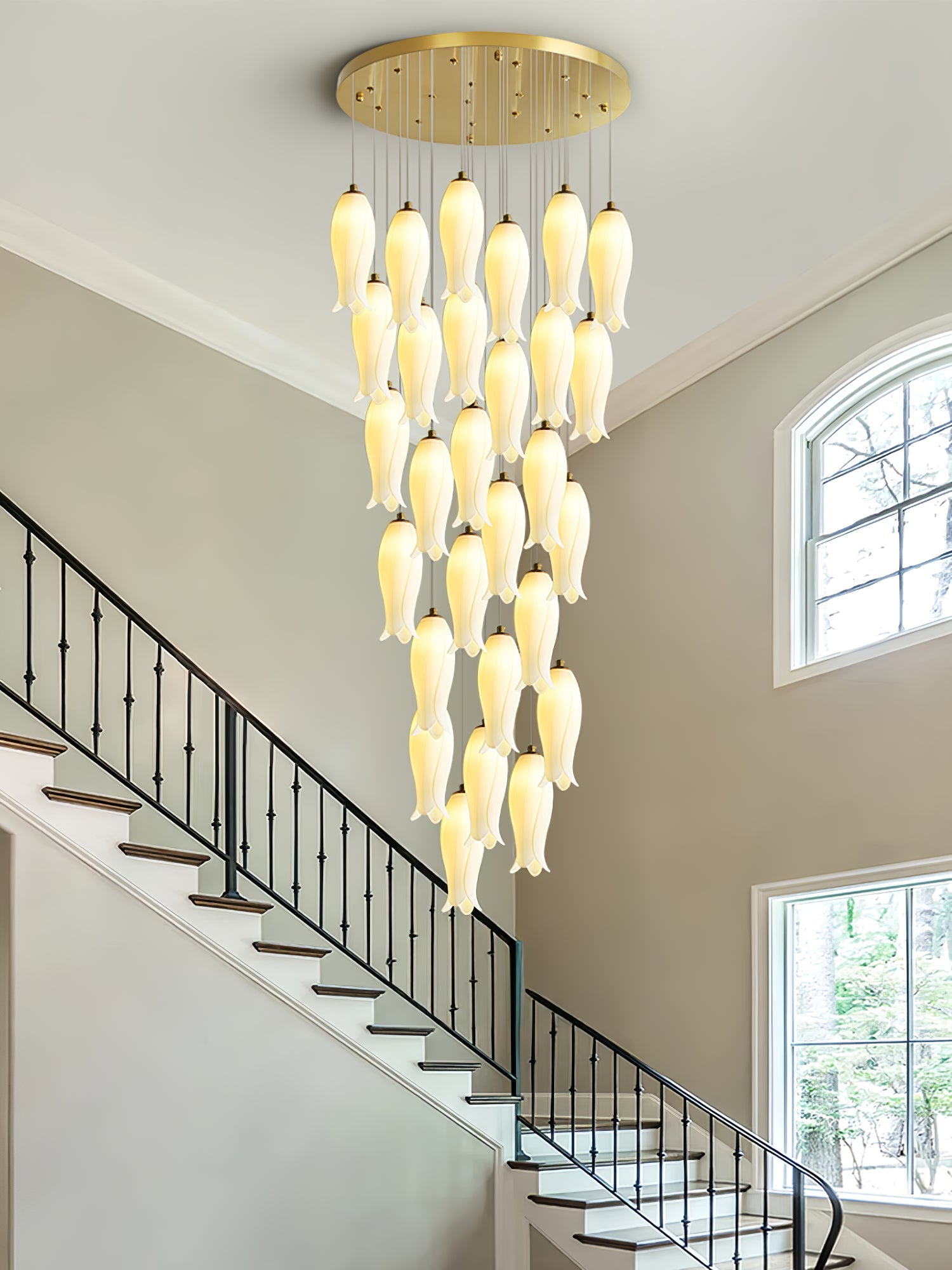 Sylirion Alabaster Brass Chandelier - Letslighting