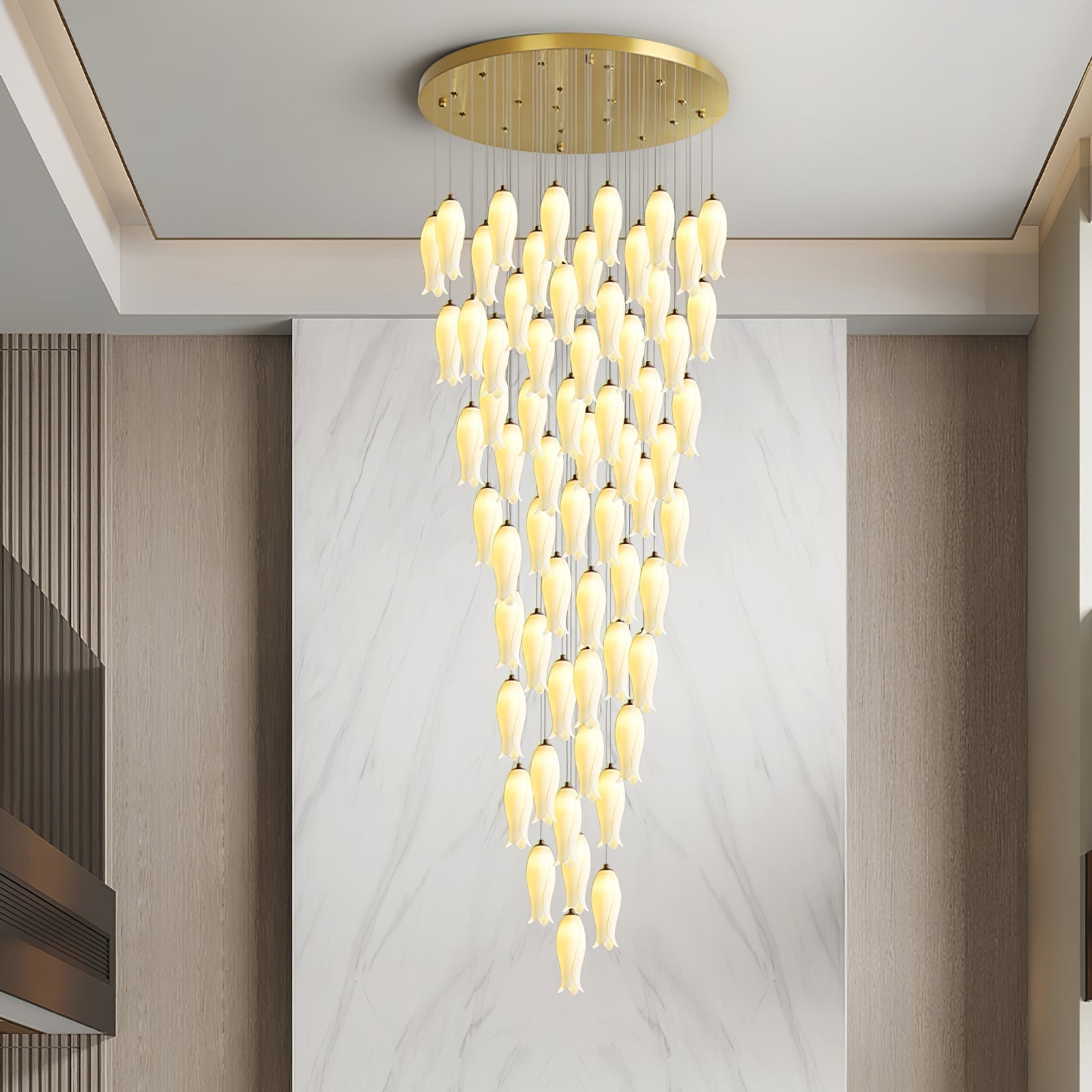 Sylirion Alabaster Brass Chandelier - Letslighting