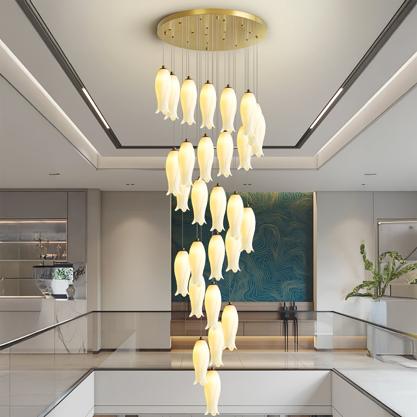 Sylirion Alabaster Brass Chandelier - Letslighting