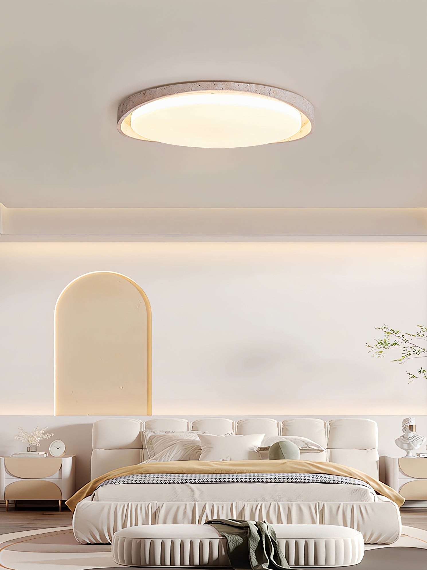 Vanoren Oval Frame Travertine Ceiling Light - Letslighting