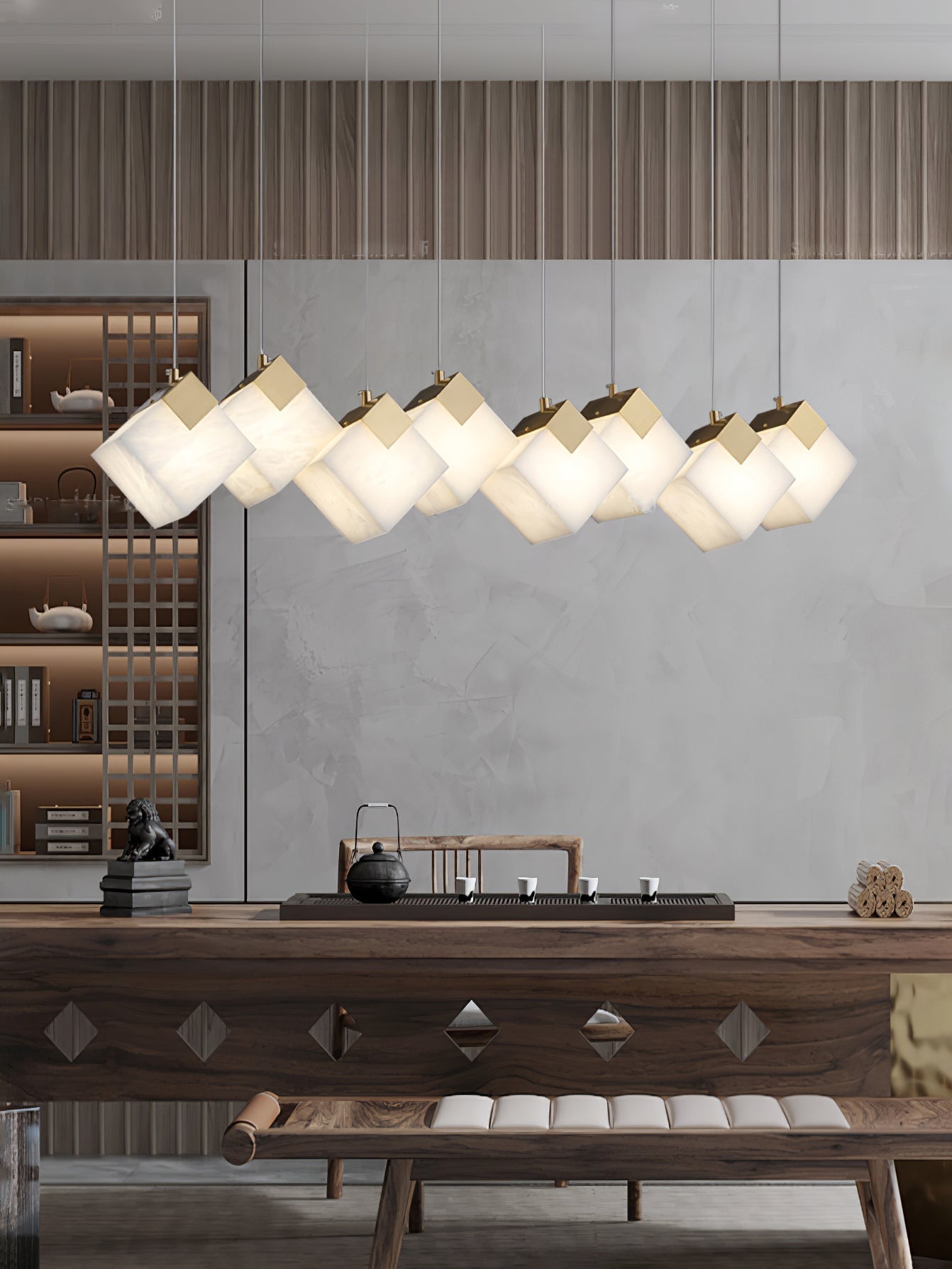 Vevariel Linear Alabaster Pendant Light - Letslighting