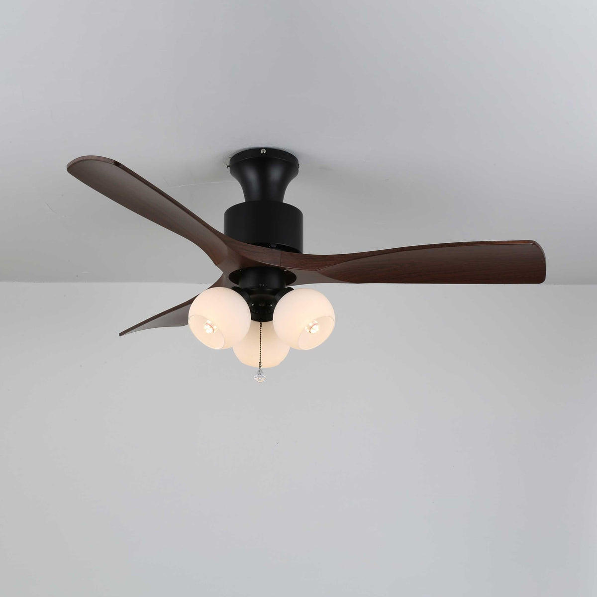 Ventilador de Techo con Lámpara Gwen de Cristal Vintage con opción de pantalla blanca