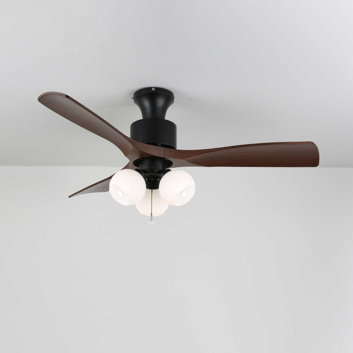 Ventilador de Techo con Lámpara Gwen de Cristal Vintage con opción de pantalla beige