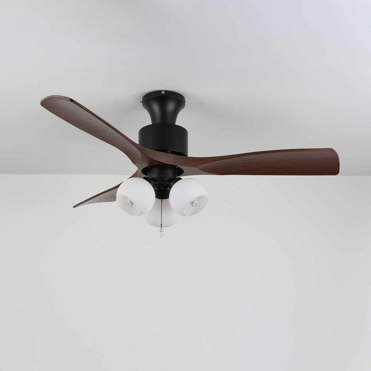 Ventilador de Techo con Lámpara Gwen de Cristal Vintage con opción de pantalla naranja