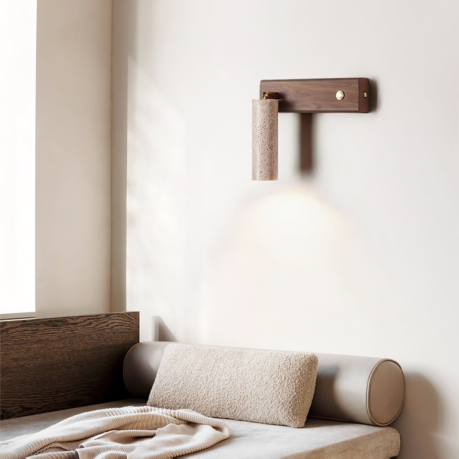 Ornoria Cylindrical Travertine Wall Light SpotLight - Letslighting