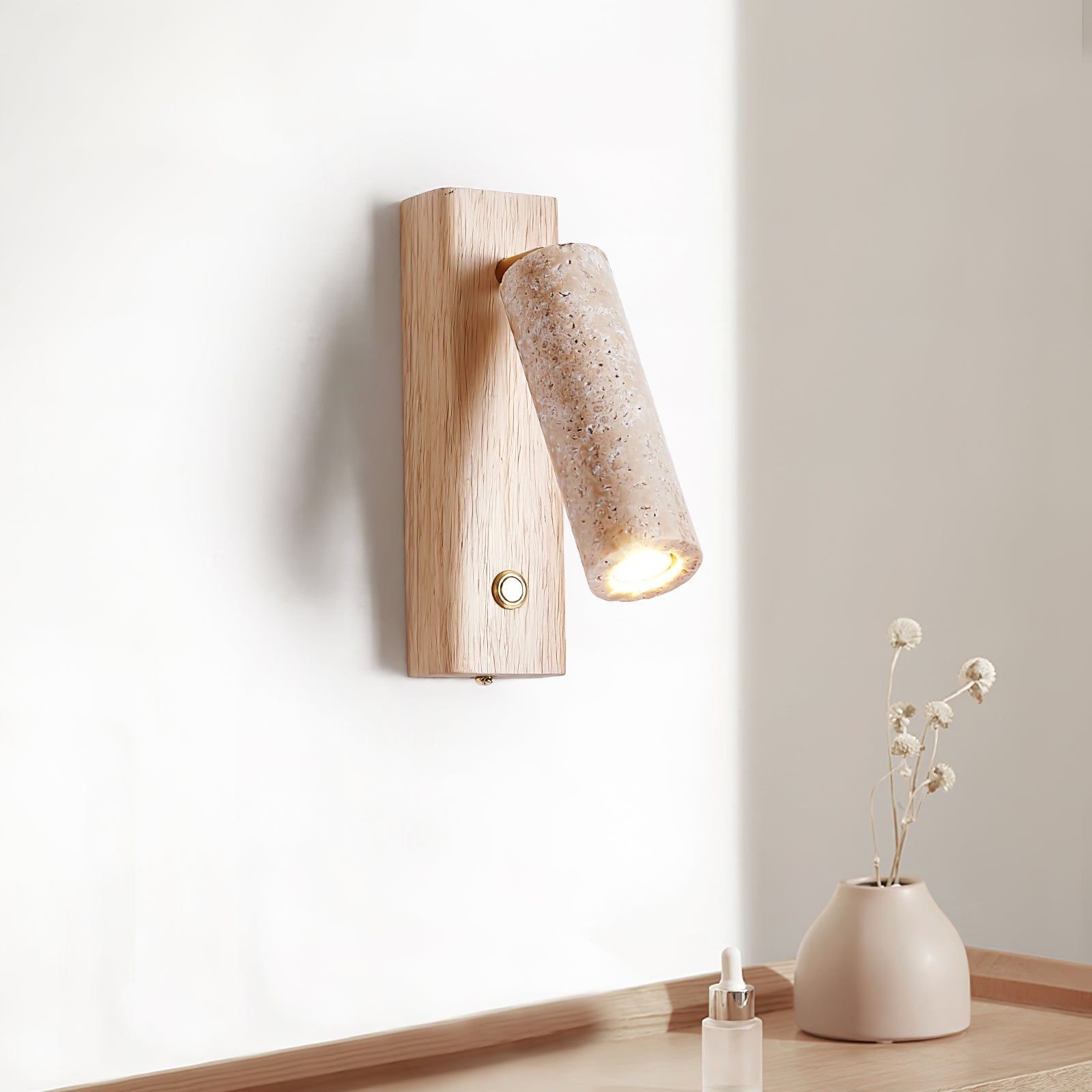 Ornoria Cylindrical Travertine Wall Light SpotLight - Letslighting