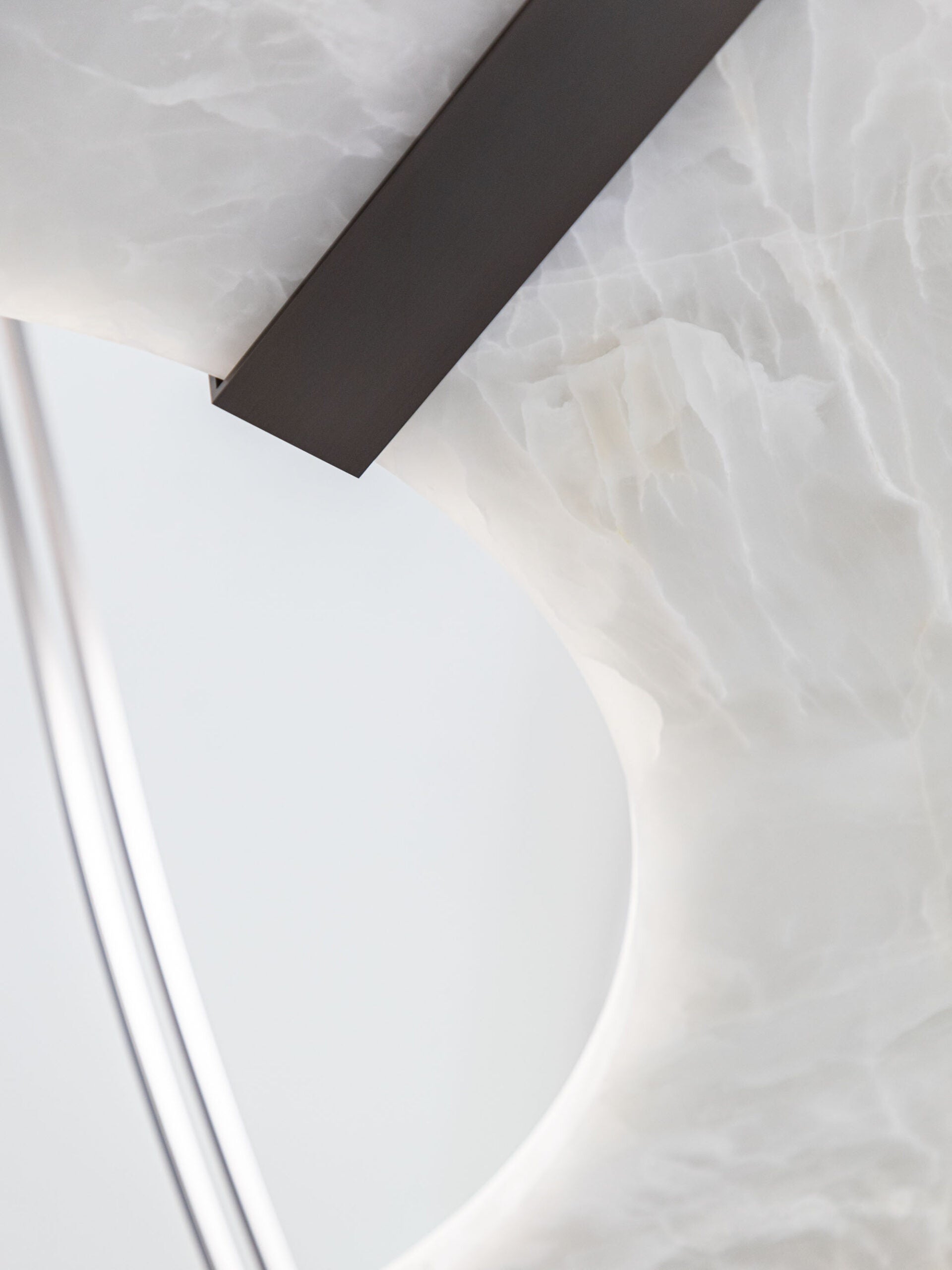 Elirionis Modern Minimalist Metal Alabaster Chandelier - Lamp Copper