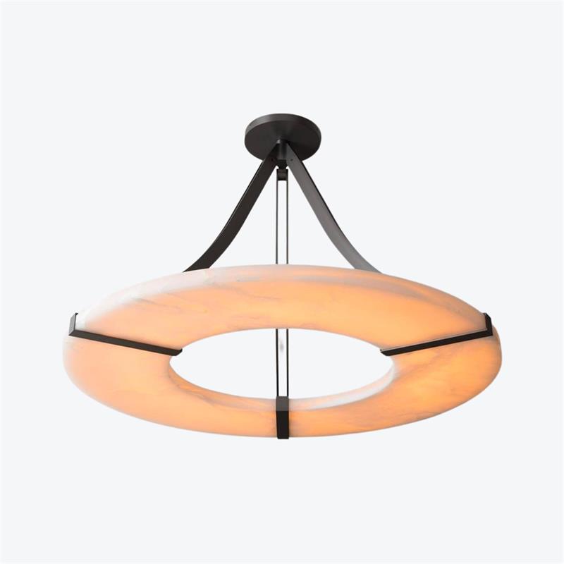 Elirionis Modern Minimalist Metal Alabaster Chandelier - Lamp Copper