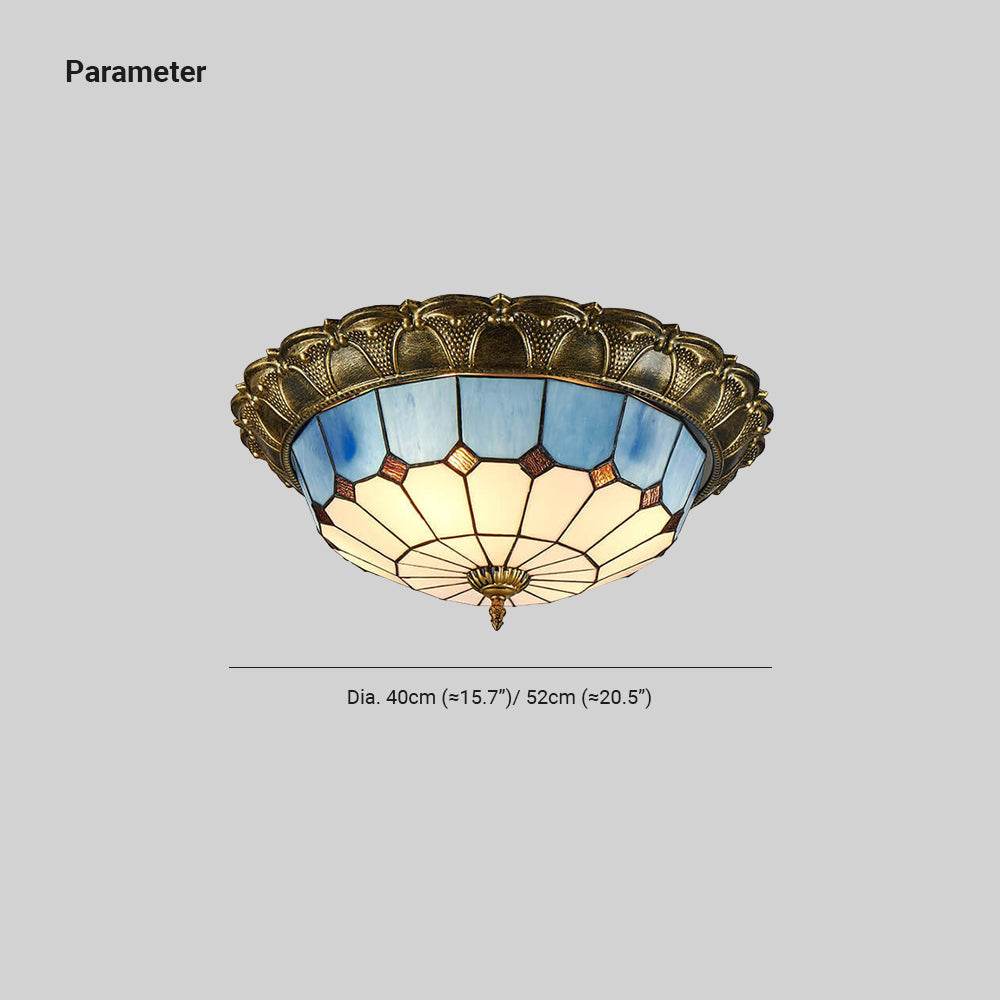 Tiffany Retro LED Plafón Metal/Vidrio Redondo Salón/Dormitorio