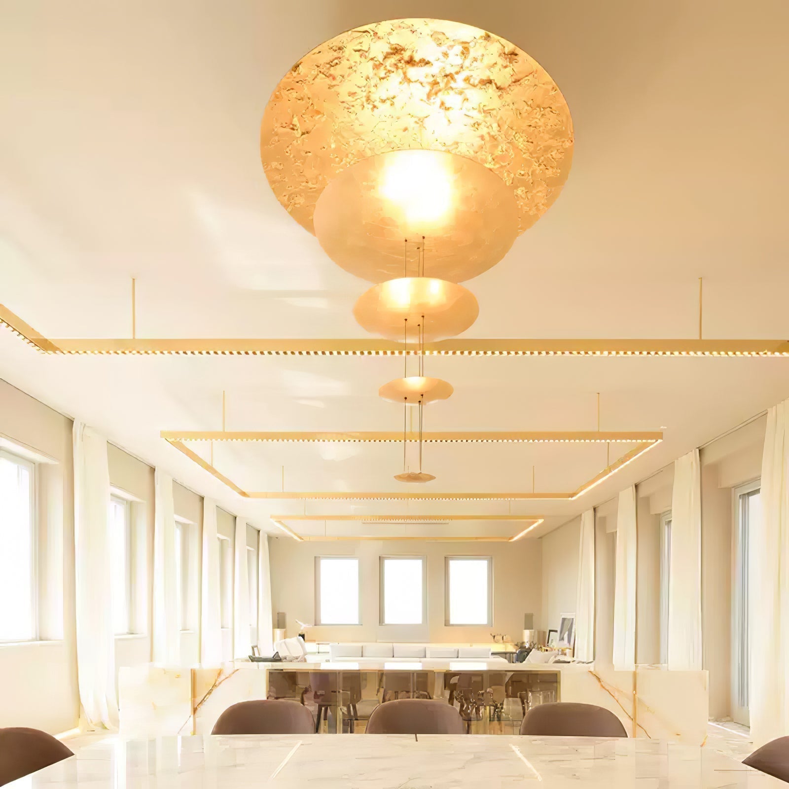 Zathaara Layered Gold Foil Pendant Light - Letslighting