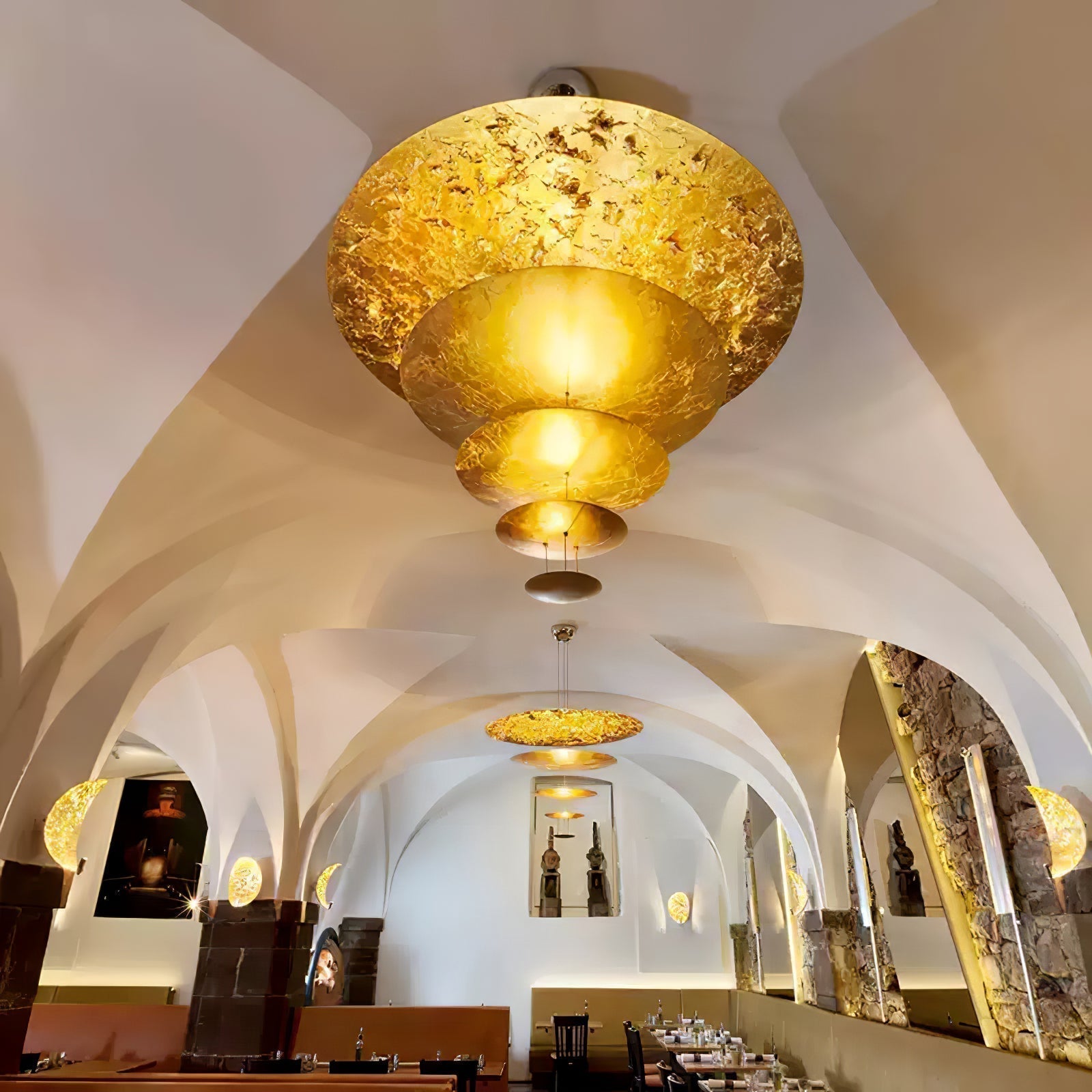 Zathaara Layered Gold Foil Pendant Light - Letslighting