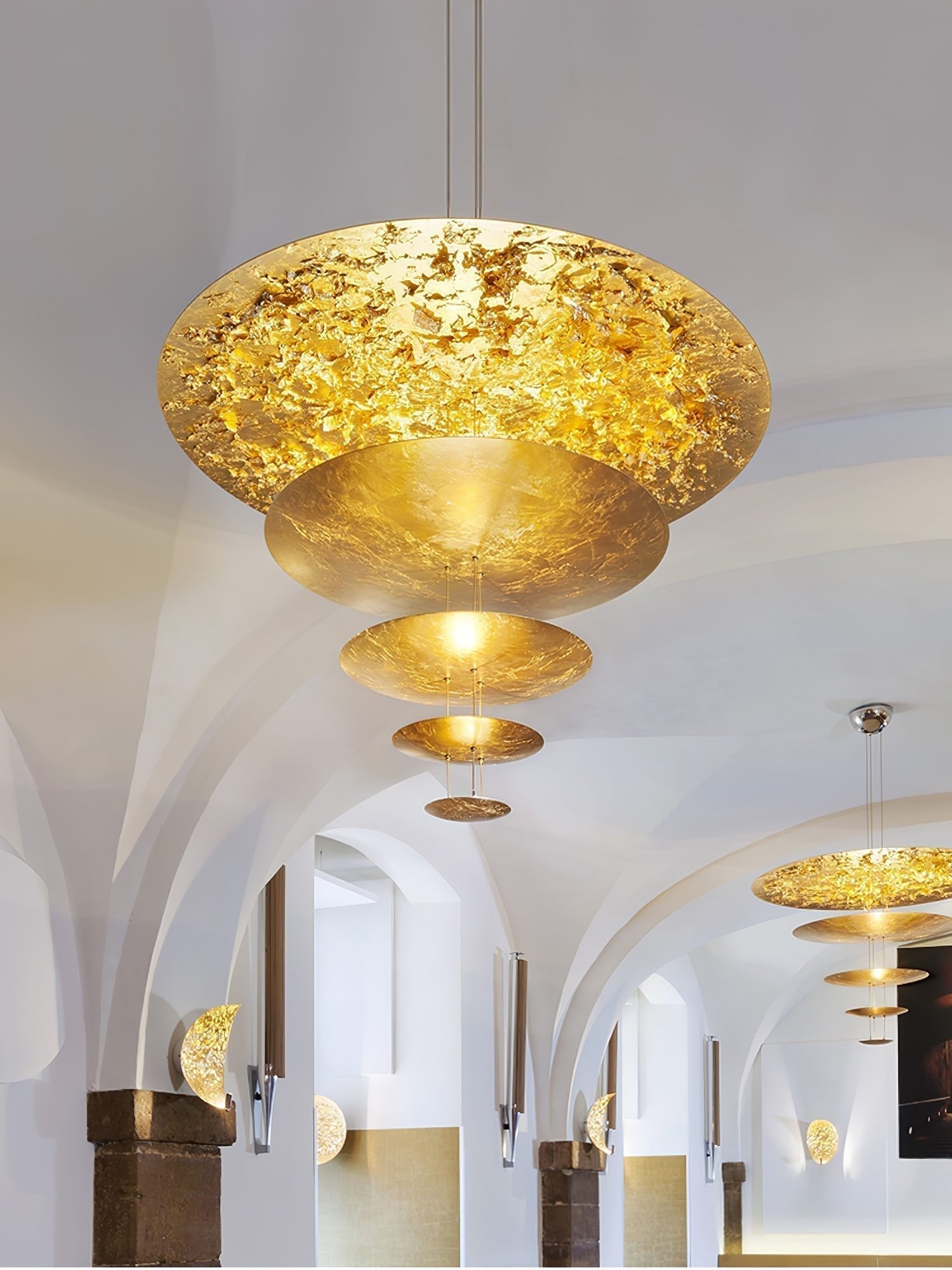 Zathaara Layered Gold Foil Pendant Light - Letslighting