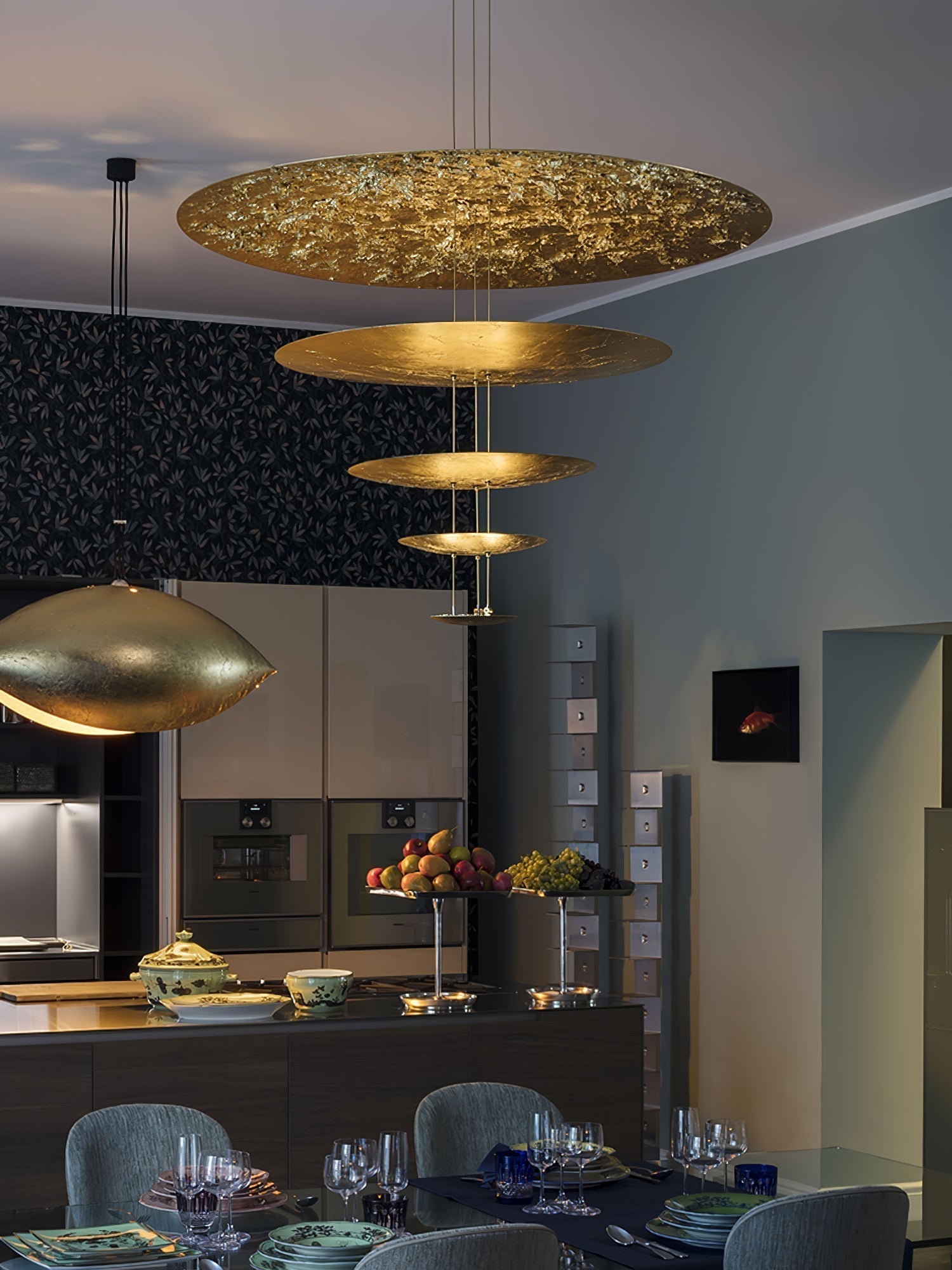 Zathaara Layered Gold Foil Pendant Light - Letslighting