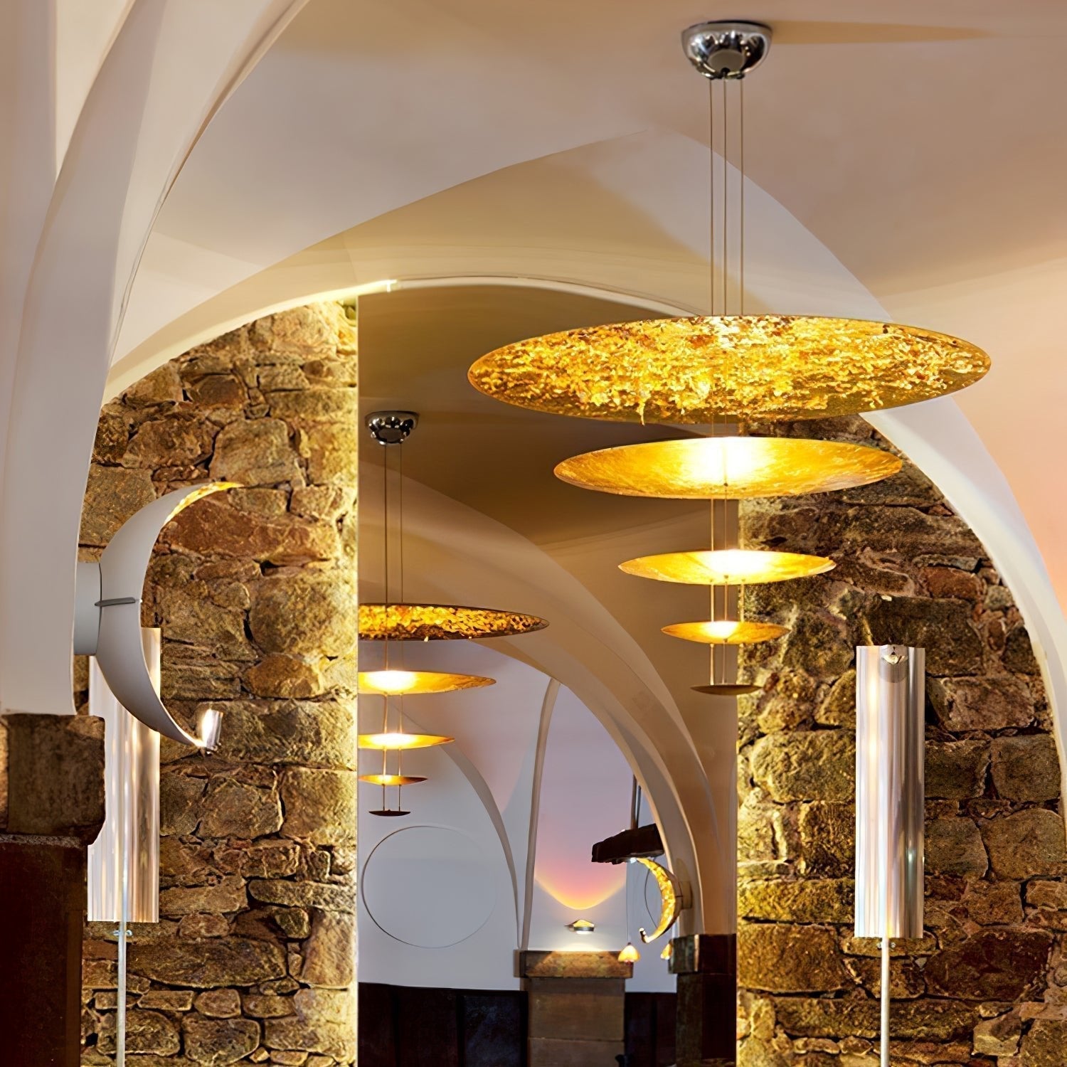 Zathaara Layered Gold Foil Pendant Light - Letslighting