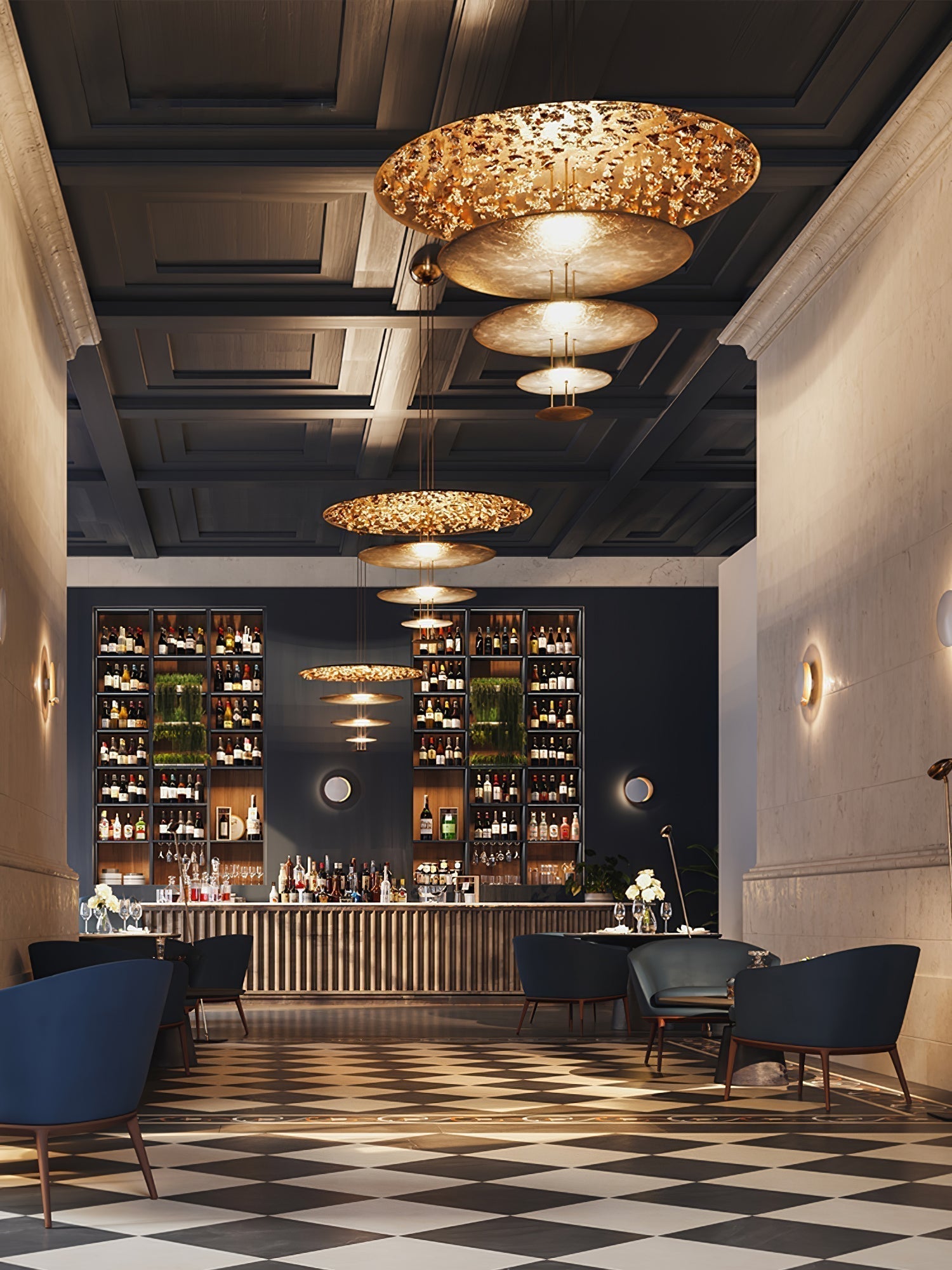 Zathaara Layered Gold Foil Pendant Light - Letslighting