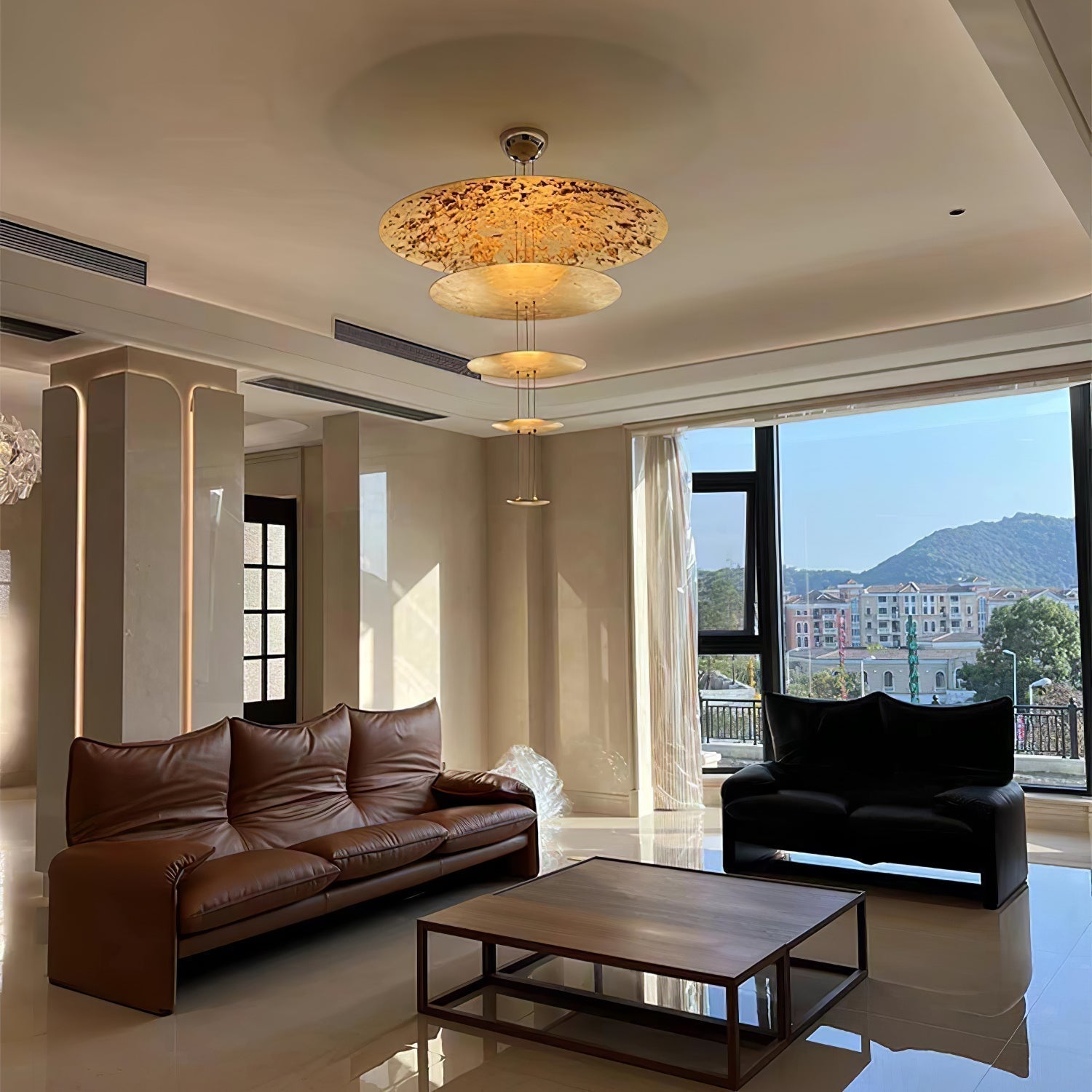 Zathaara Layered Gold Foil Pendant Light - Letslighting