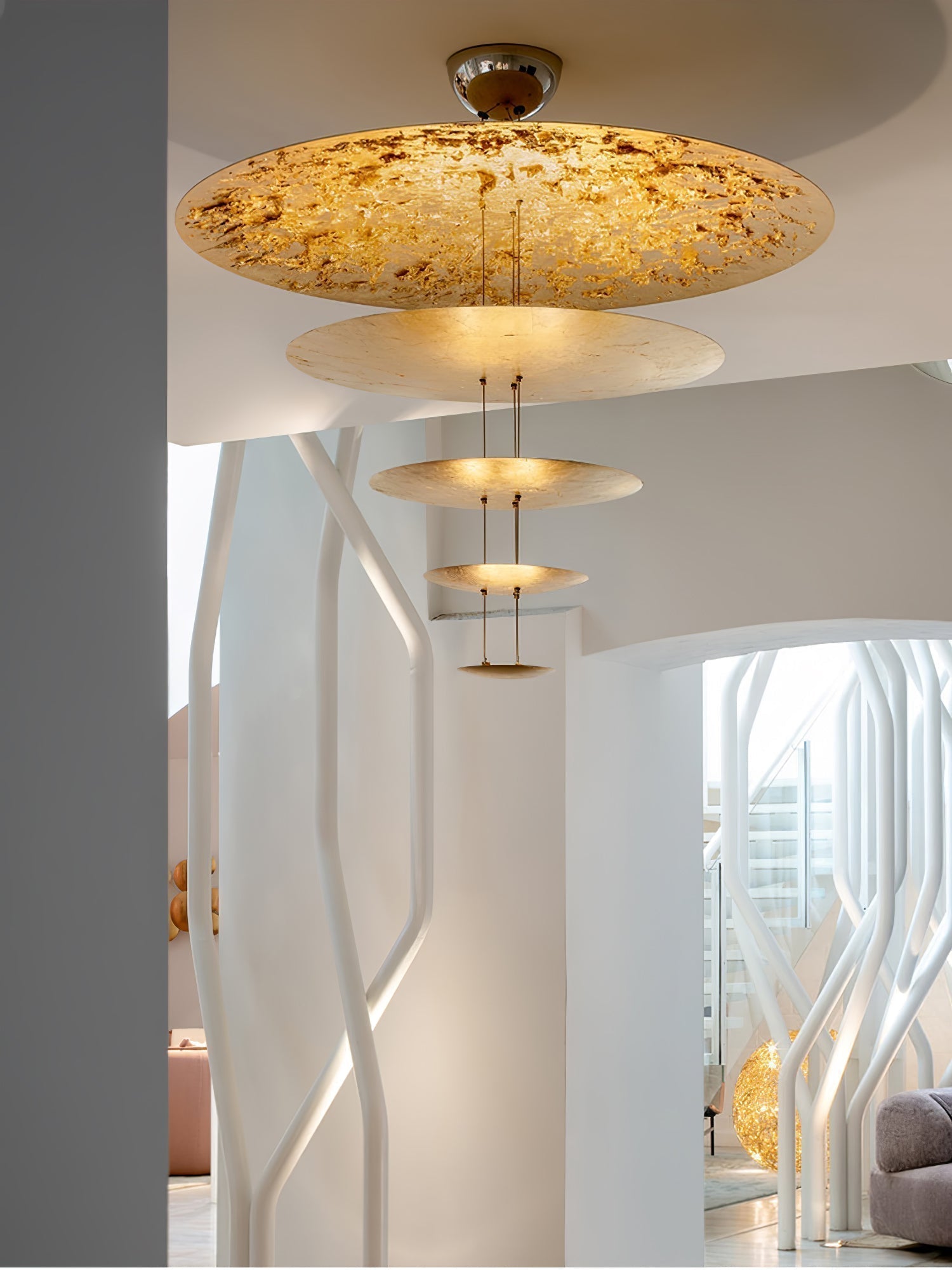 Zathaara Layered Gold Foil Pendant Light - Letslighting