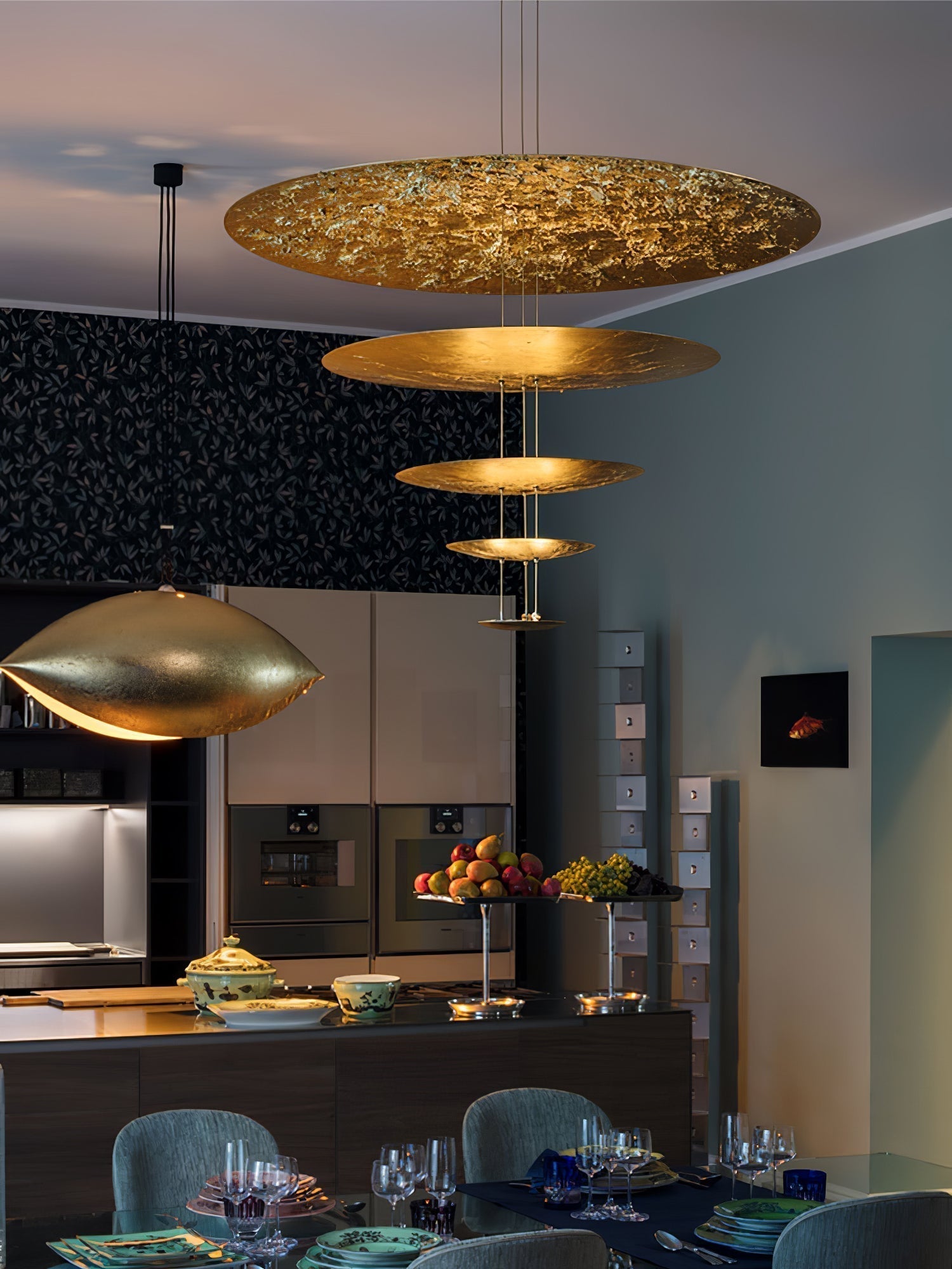 Zathaara Layered Gold Foil Pendant Light - Letslighting