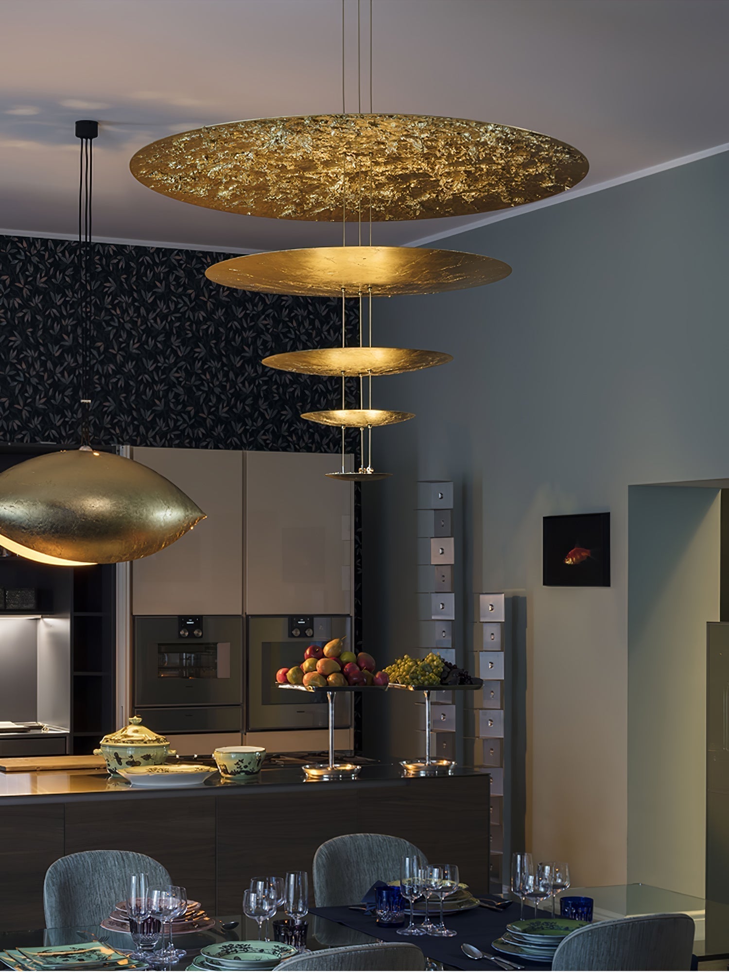 Zathaara Layered Gold Foil Pendant Light - Letslighting