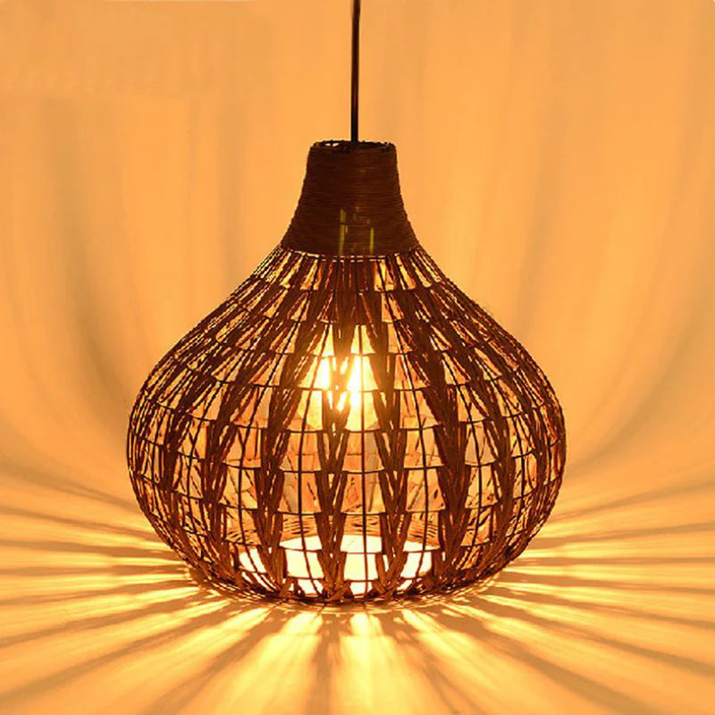 Arisha Vintage Natural Globo Metal/Rota Lámpara Colgante Marrón