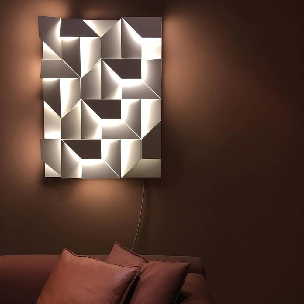 Arisha Art Decó Geometrío Metal/Papel Aplique de Pared Blanco