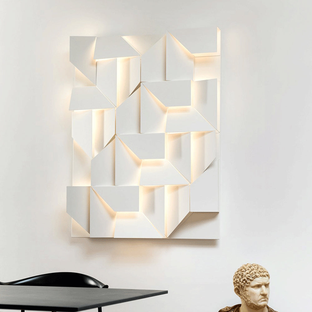 Arisha Art Decó Geometrío Metal/Papel Aplique de Pared Blanco