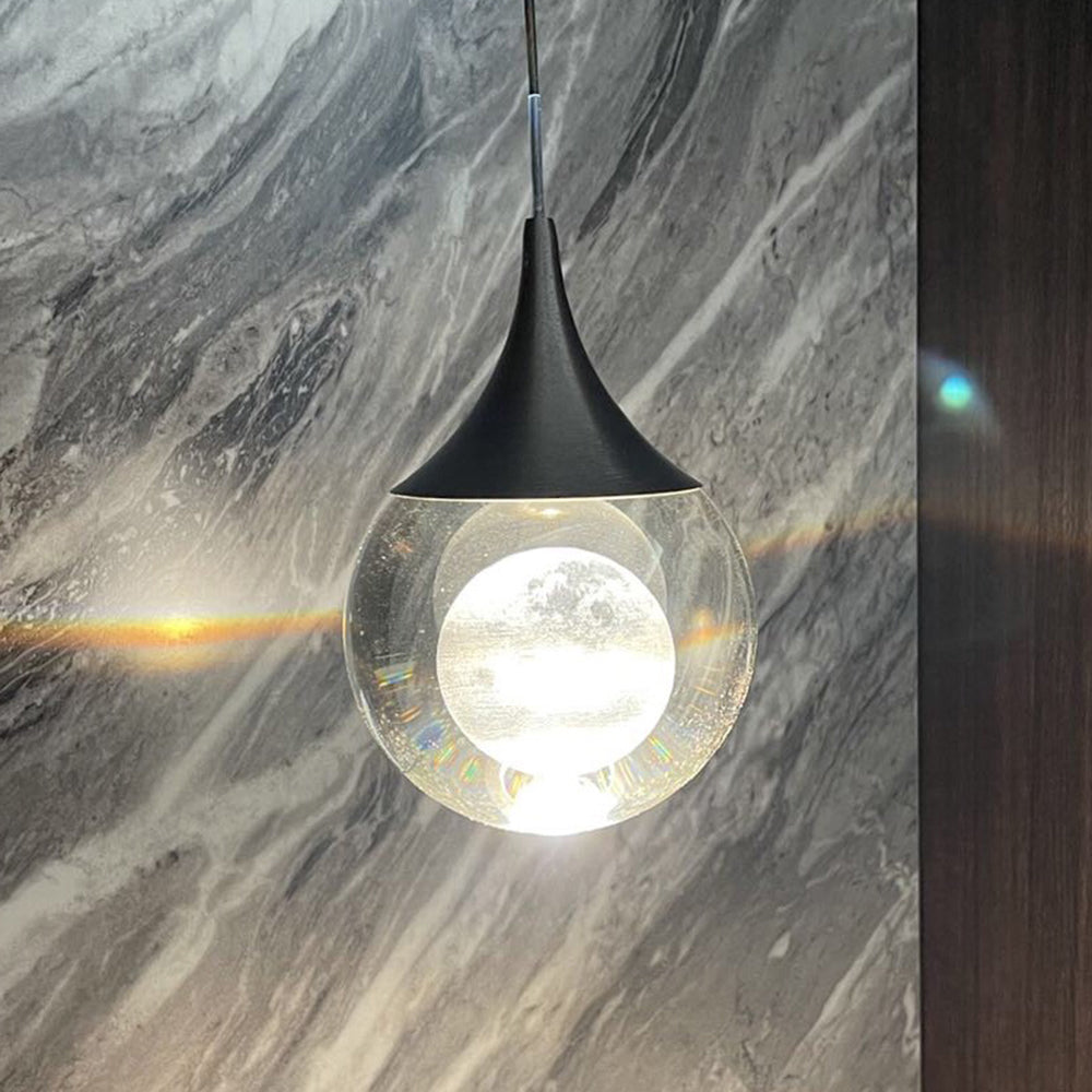 Aria Moderna Diseño Gota Metal/Cristal Lámpara Colgante Negra