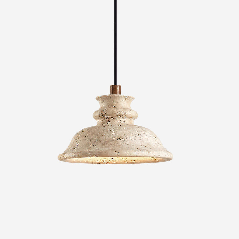 Ritta Pendant Lamp Sculpted Travertine Shade - Letslighting