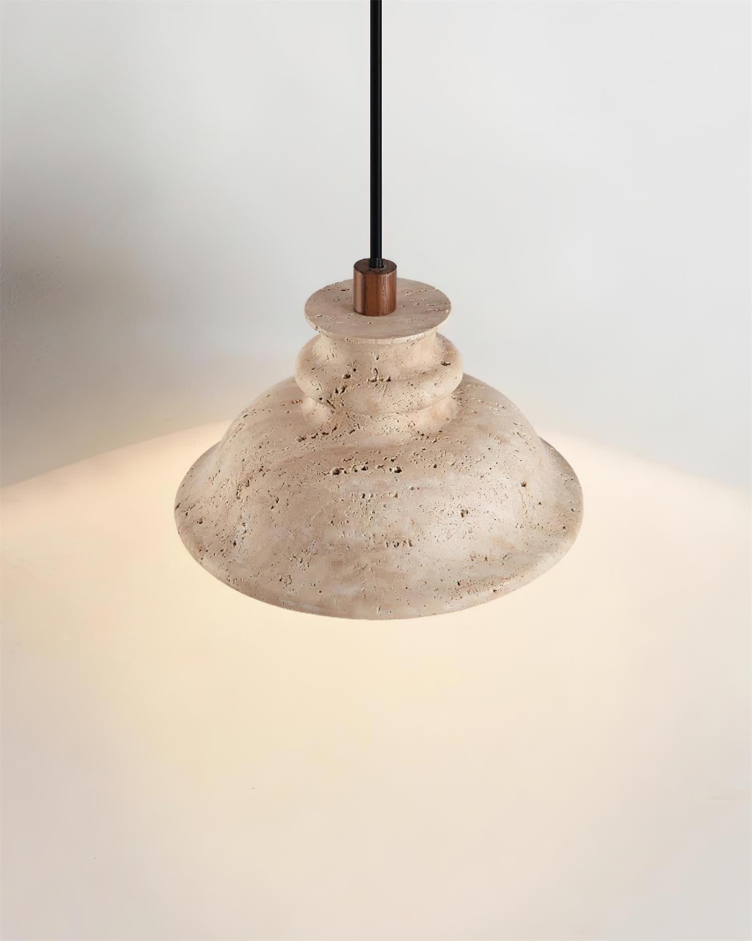 Ritta Pendant Lamp Sculpted Travertine Shade - Letslighting