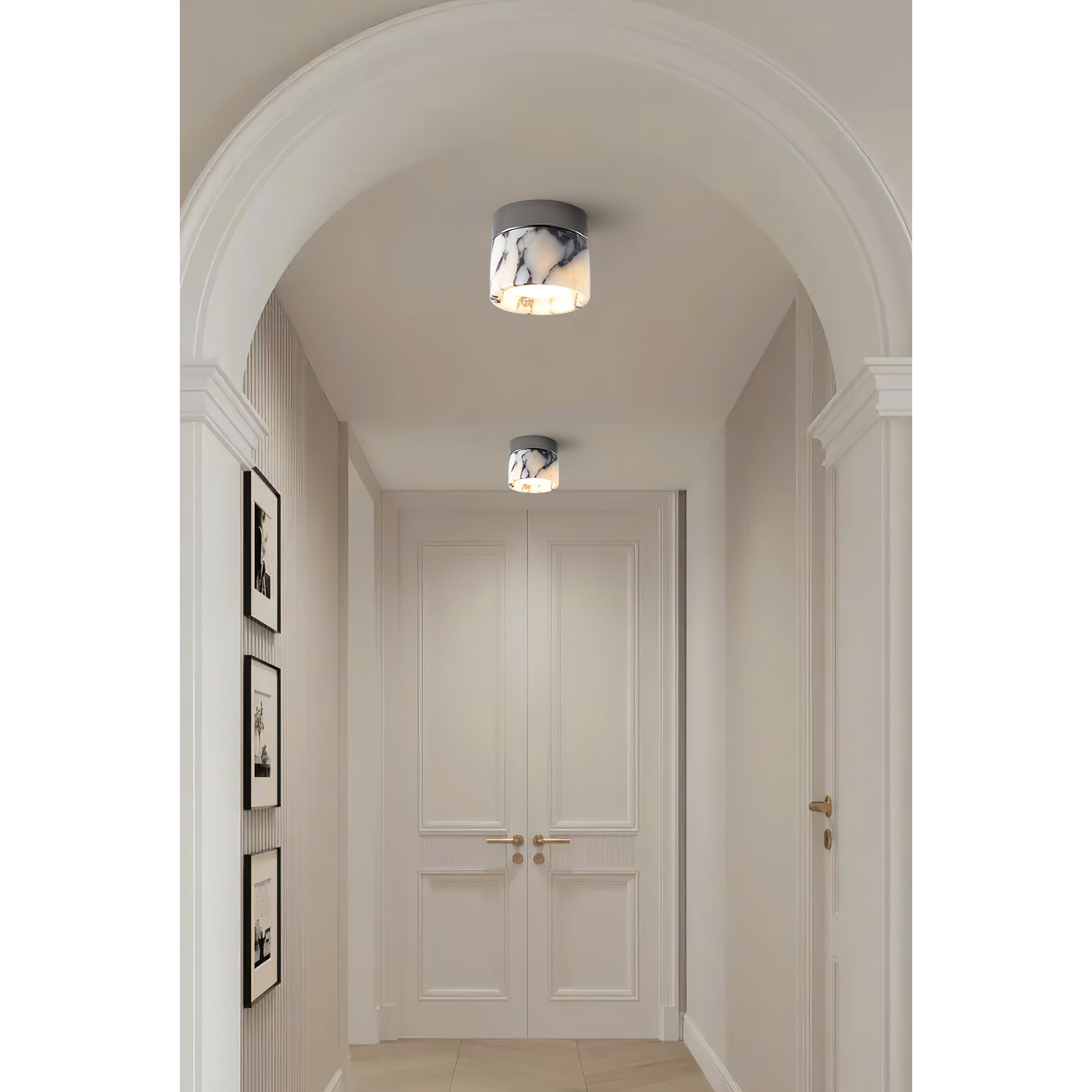 Ivinir Modern Minimalist Round Marble Ceiling Lamp - Lamp Copper